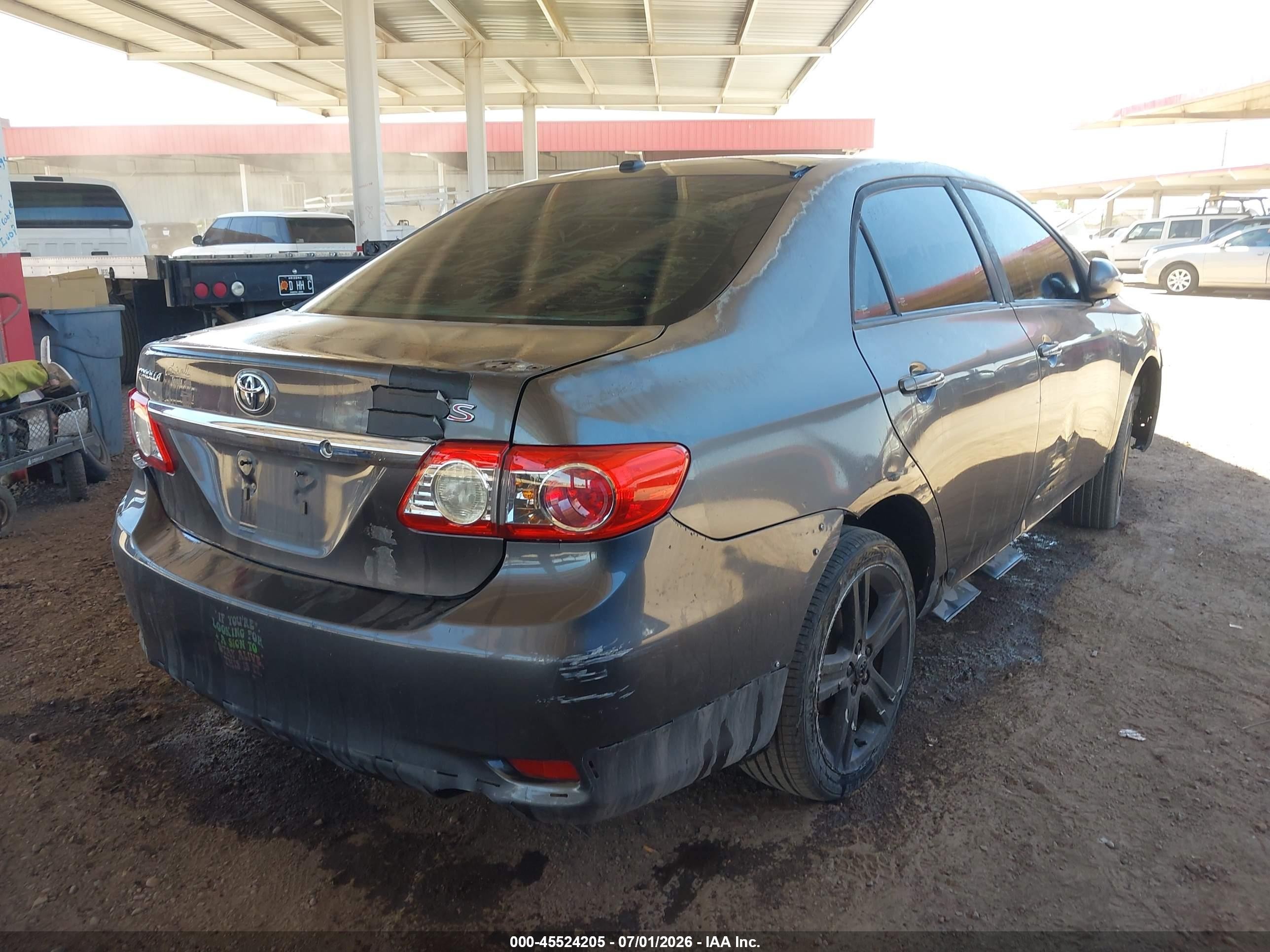 2013 Toyota Corolla S Gray vin: 5YFBU4EE9DP186416