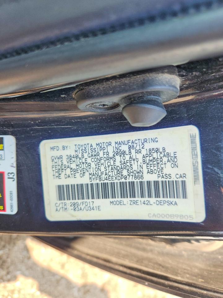 2013 Toyota Corolla S Black vin: 5YFBU4EEXDP077866