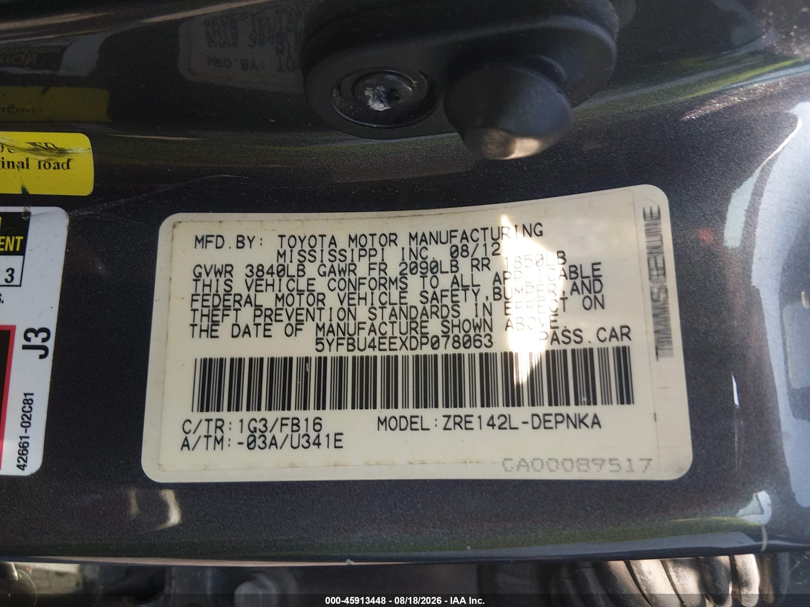 2013 Toyota Corolla Le Gray vin: 5YFBU4EEXDP078063