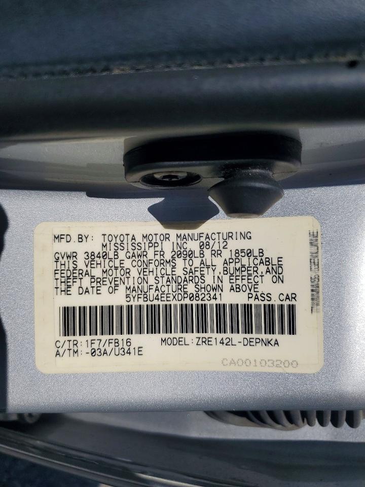 2013 Toyota Corolla Le Silver vin: 5YFBU4EEXDP082341