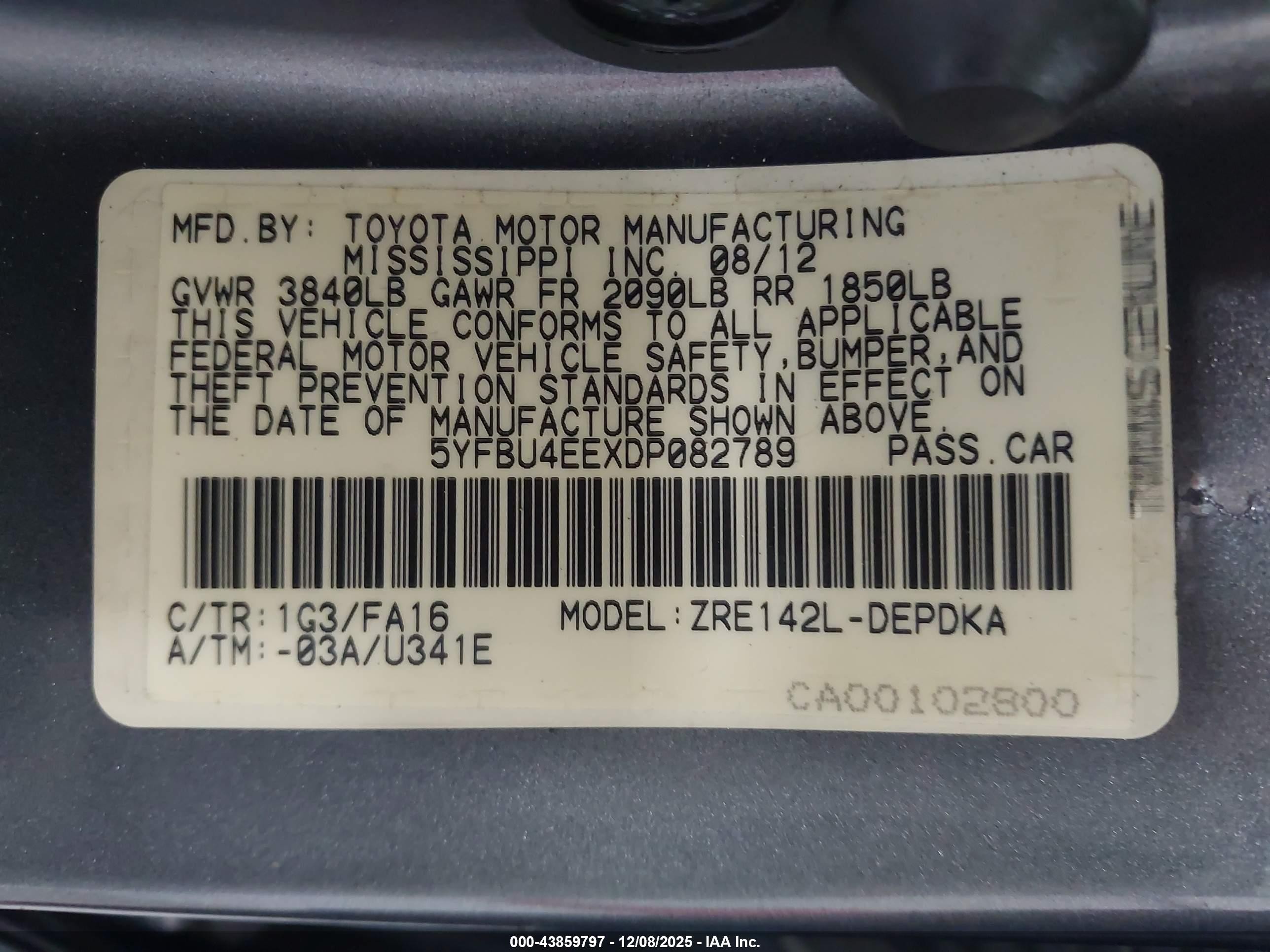 2013 Toyota Corolla L Gray vin: 5YFBU4EEXDP082789