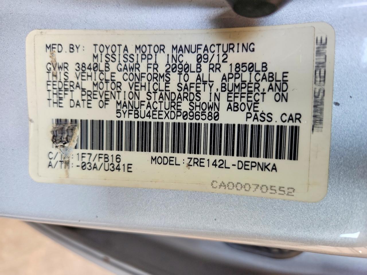 2013 Toyota Corolla Le Серый vin: 5YFBU4EEXDP096580