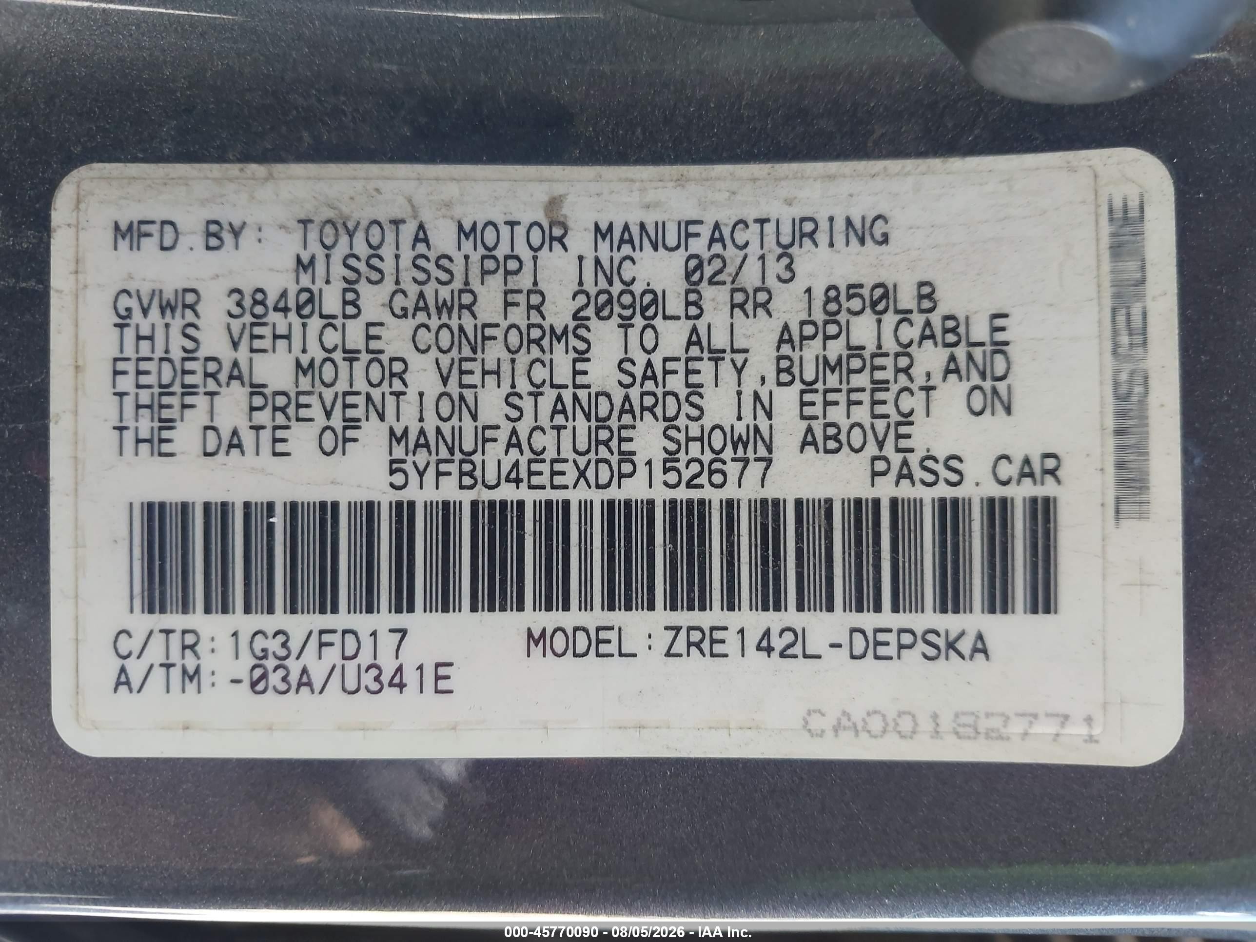 2013 Toyota Corolla S Gray vin: 5YFBU4EEXDP152677