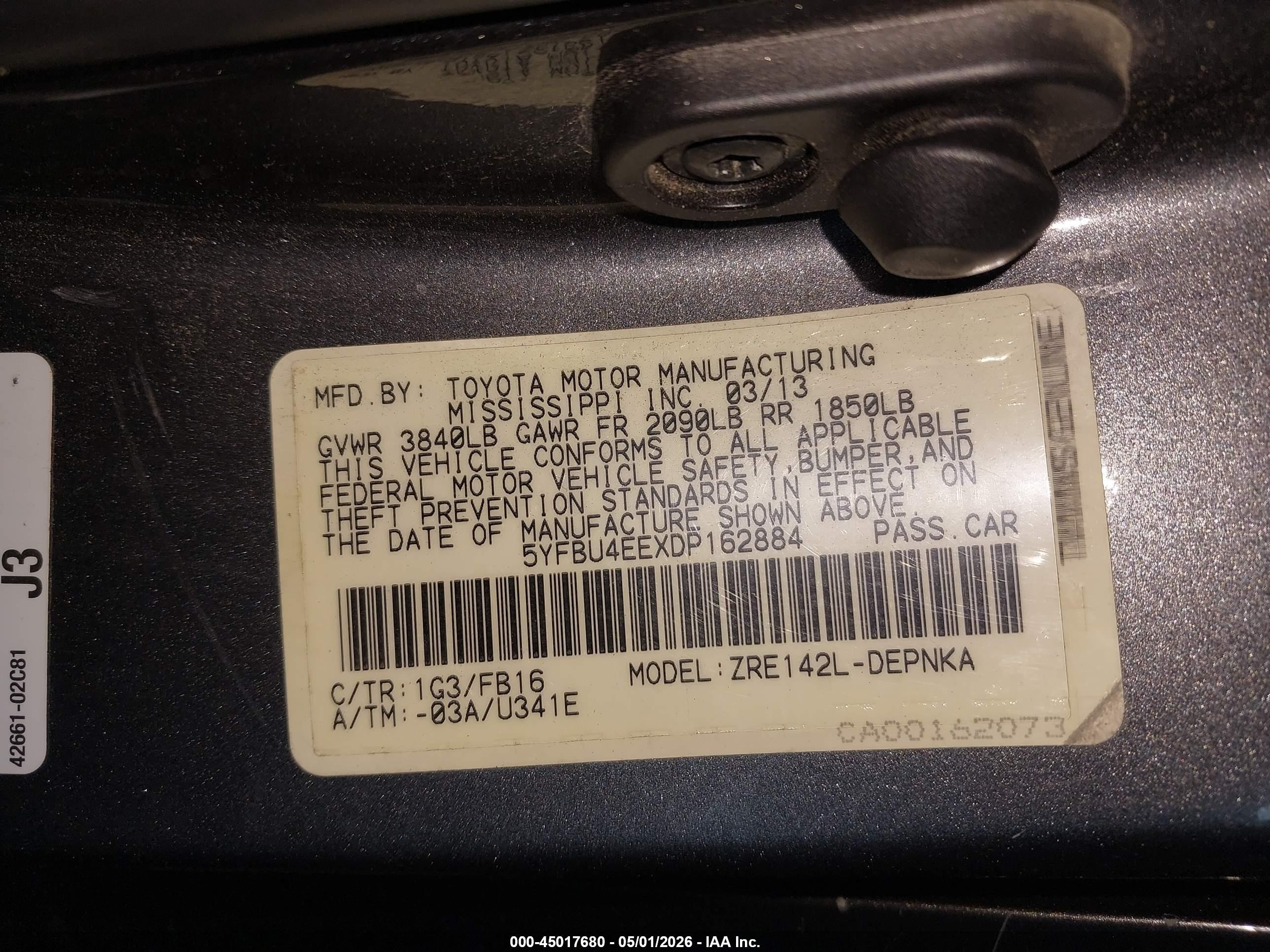 2013 Toyota Corolla Le Brown vin: 5YFBU4EEXDP162884