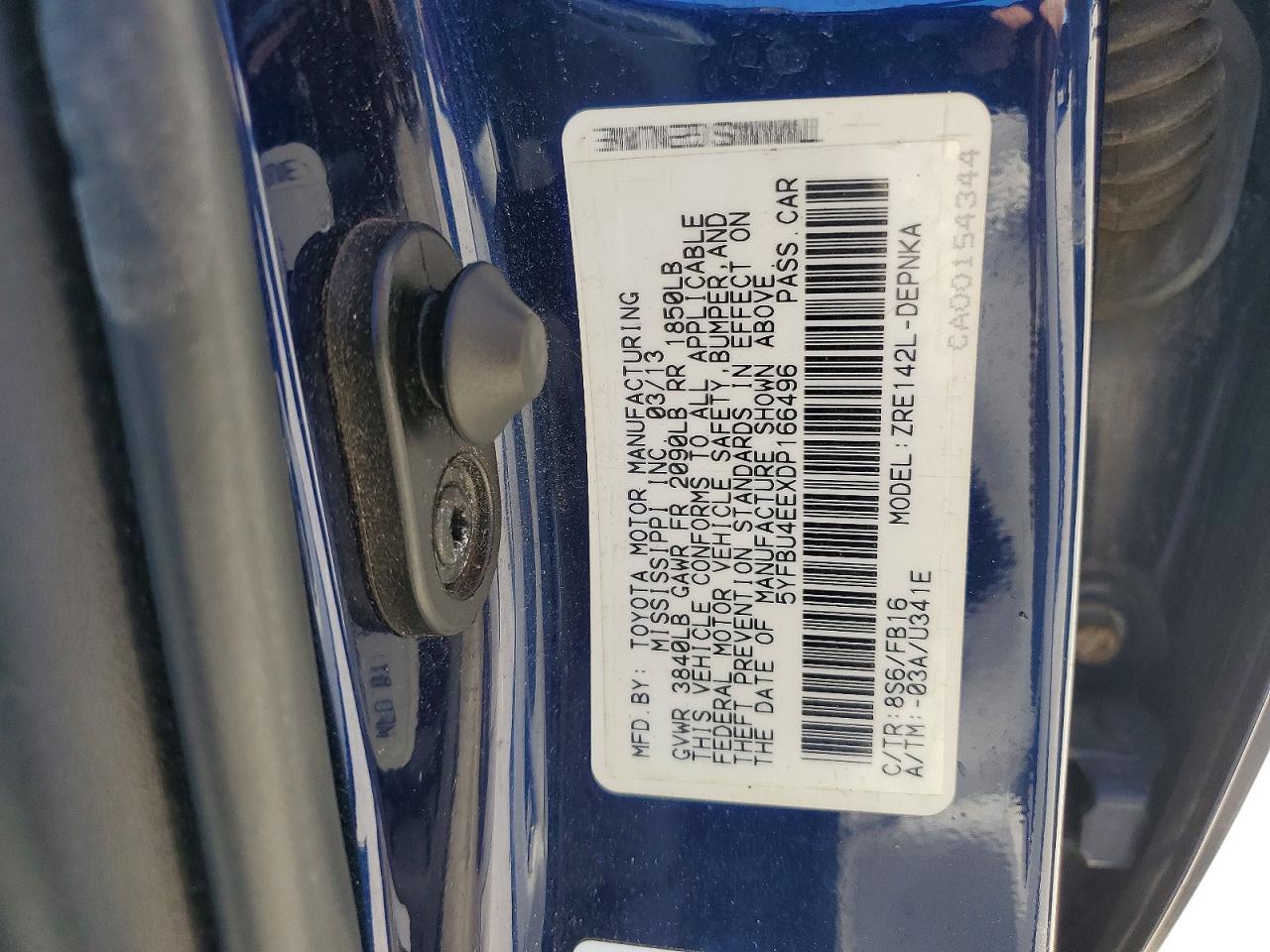 2013 Toyota Corolla Le Blue vin: 5YFBU4EEXDP166496