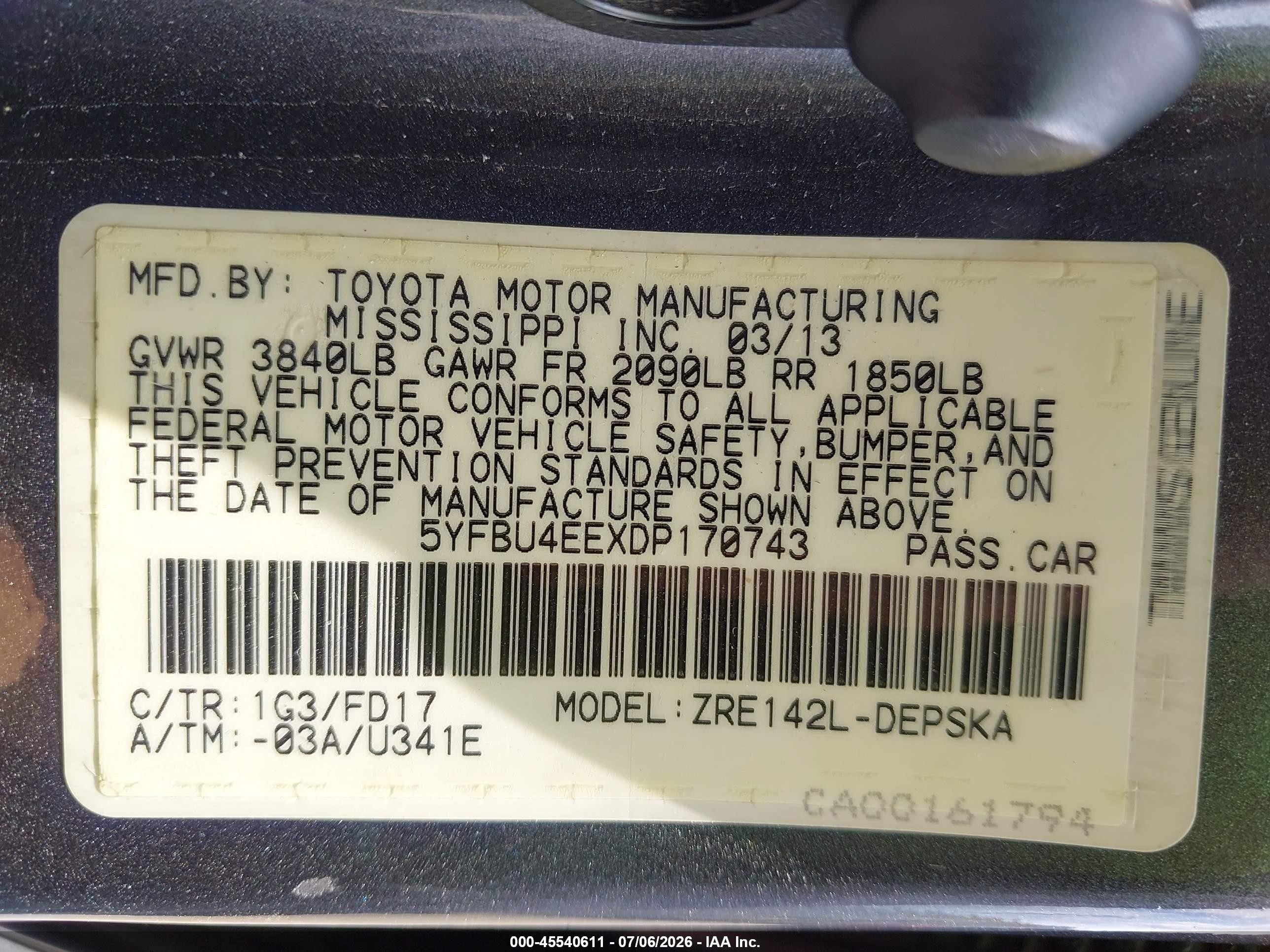 2013 Toyota Corolla S Gray vin: 5YFBU4EEXDP170743