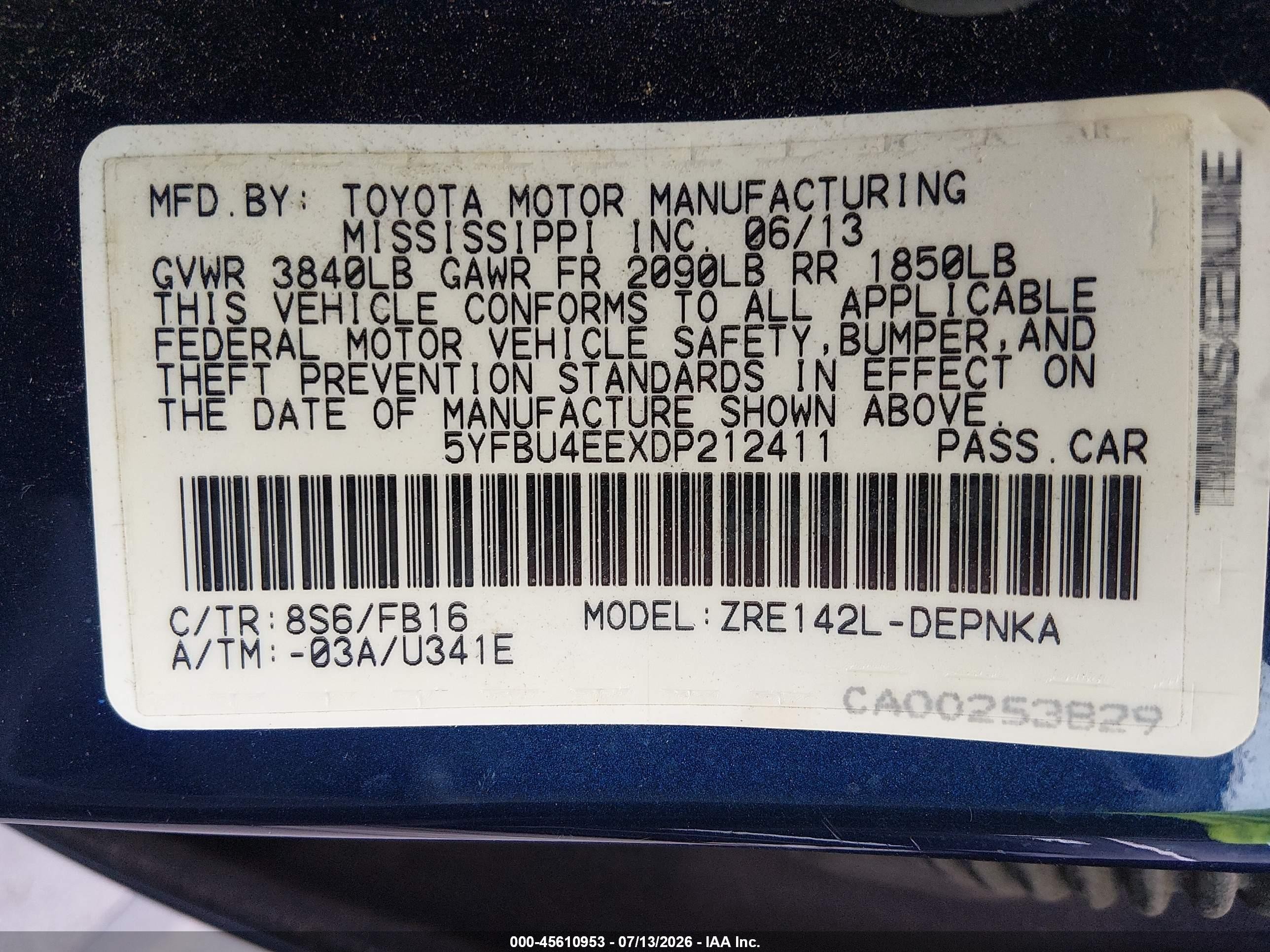 2013 Toyota Corolla Le Dark Blue vin: 5YFBU4EEXDP212411