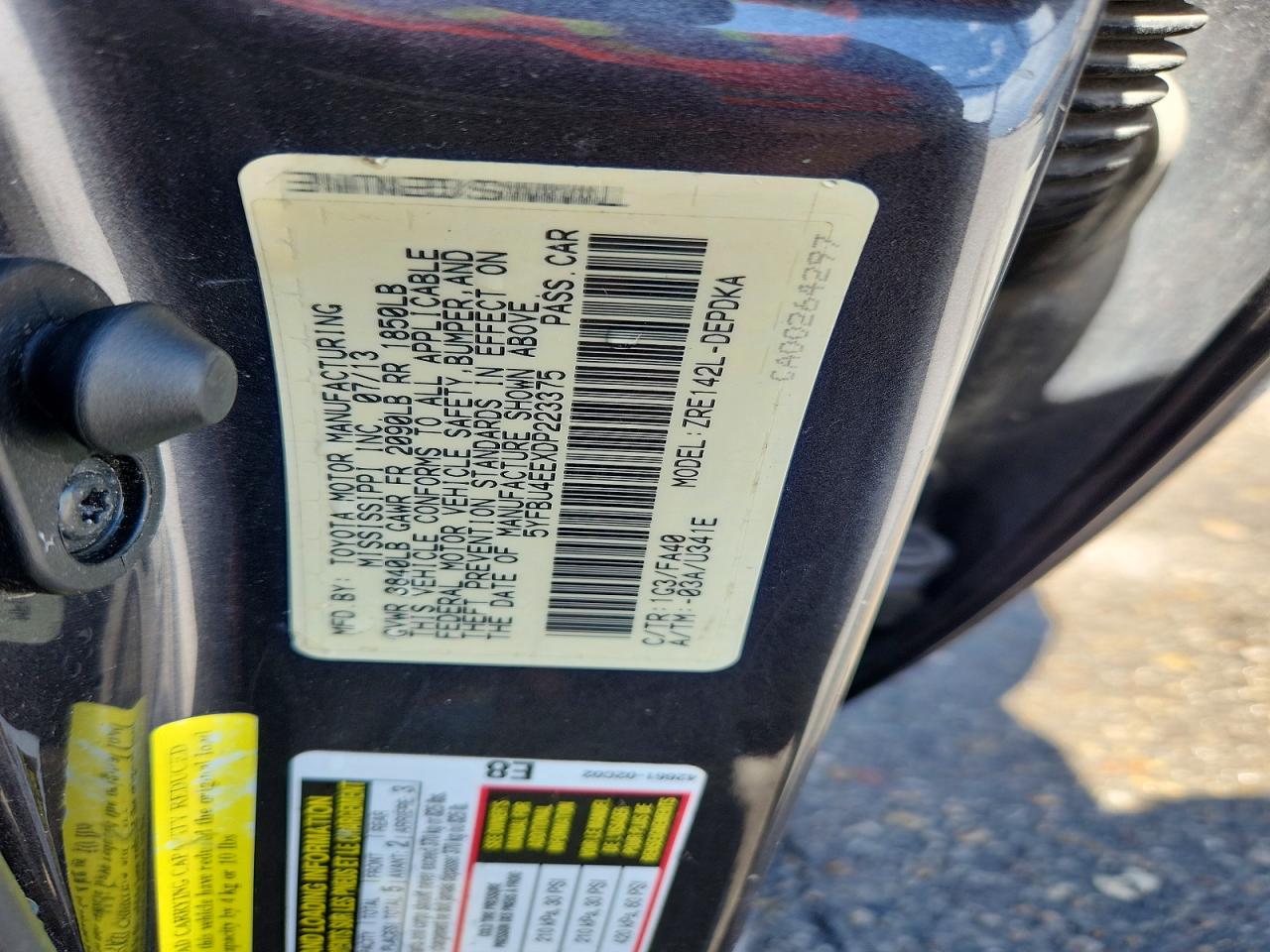 2013 Toyota Corolla L Gray vin: 5YFBU4EEXDP223375