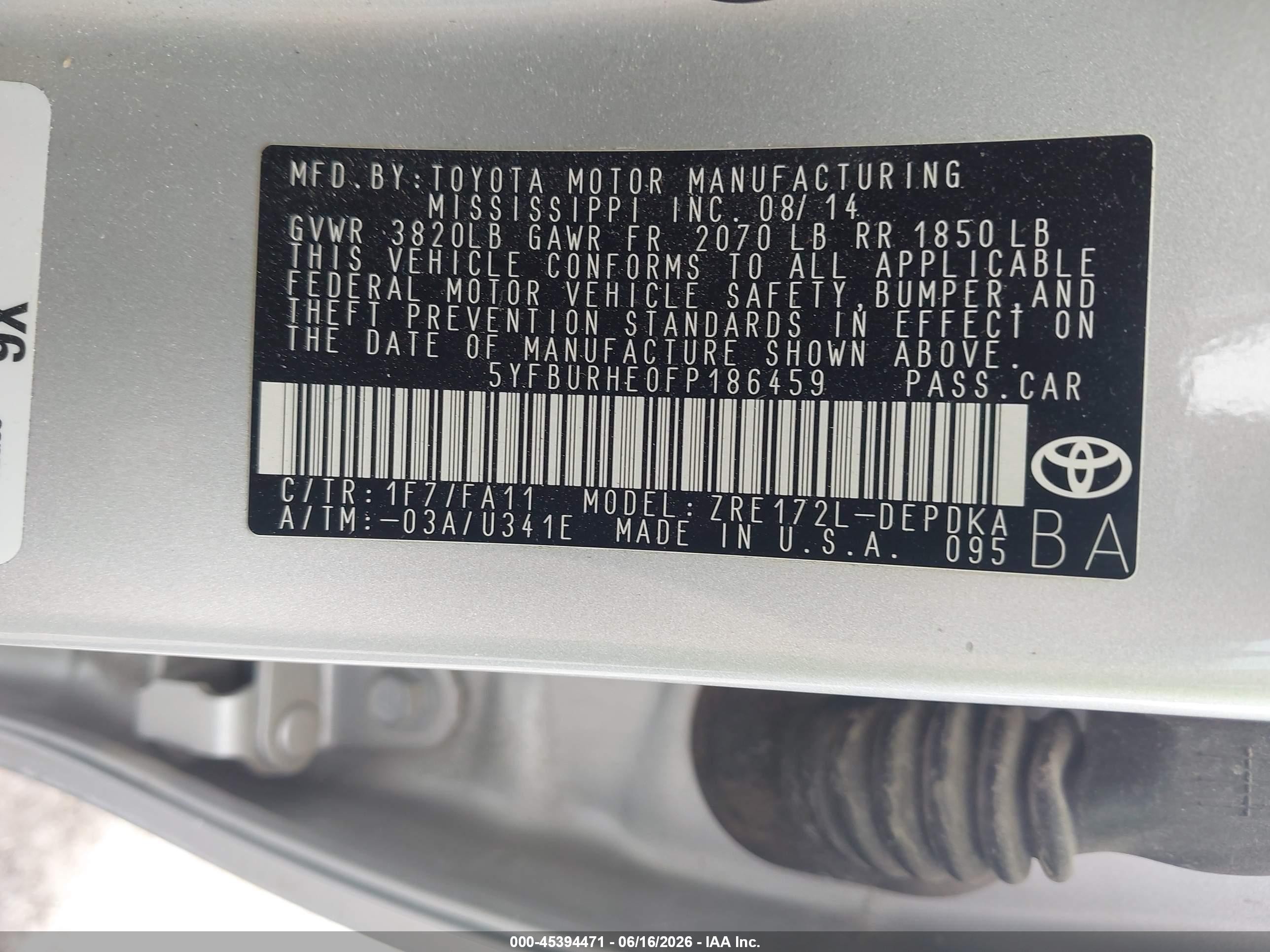 2015 Toyota Corolla L Серебряный vin: 5YFBURHE0FP186459