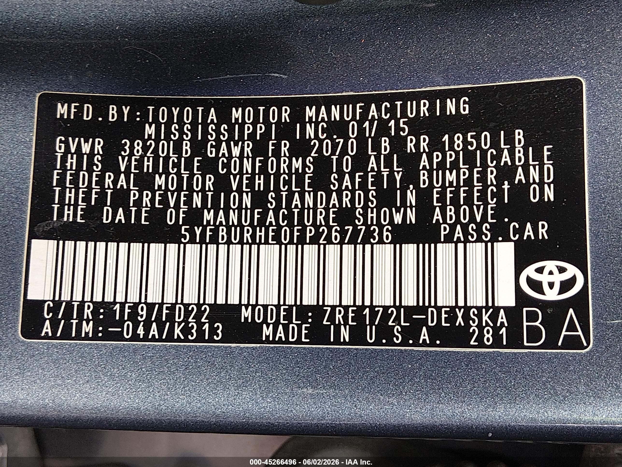 2015 Toyota Corolla S Plus Gray vin: 5YFBURHE0FP267736