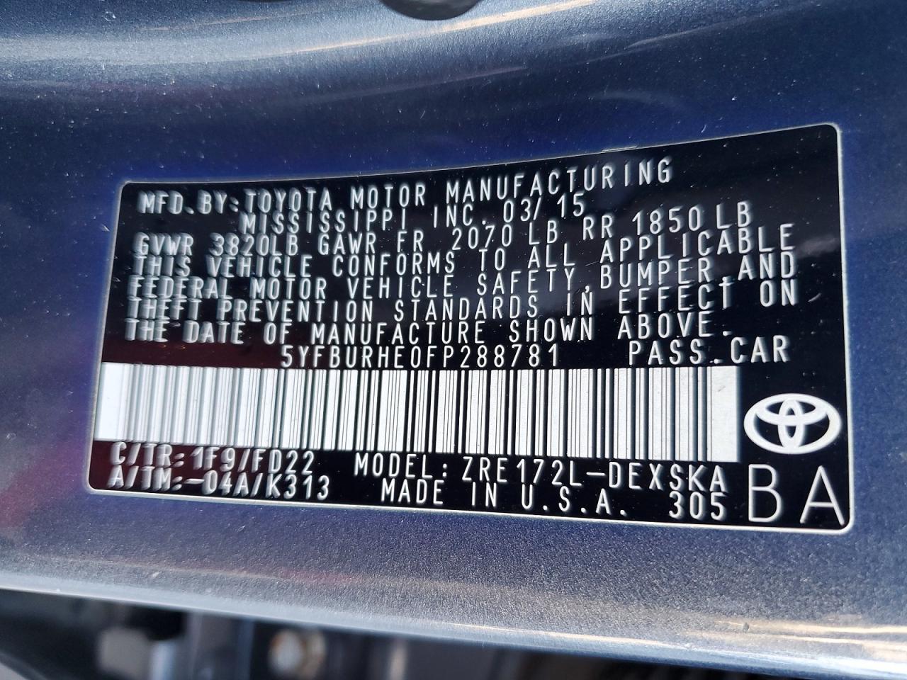 2015 Toyota Corolla S Plus Gray vin: 5YFBURHE0FP288781