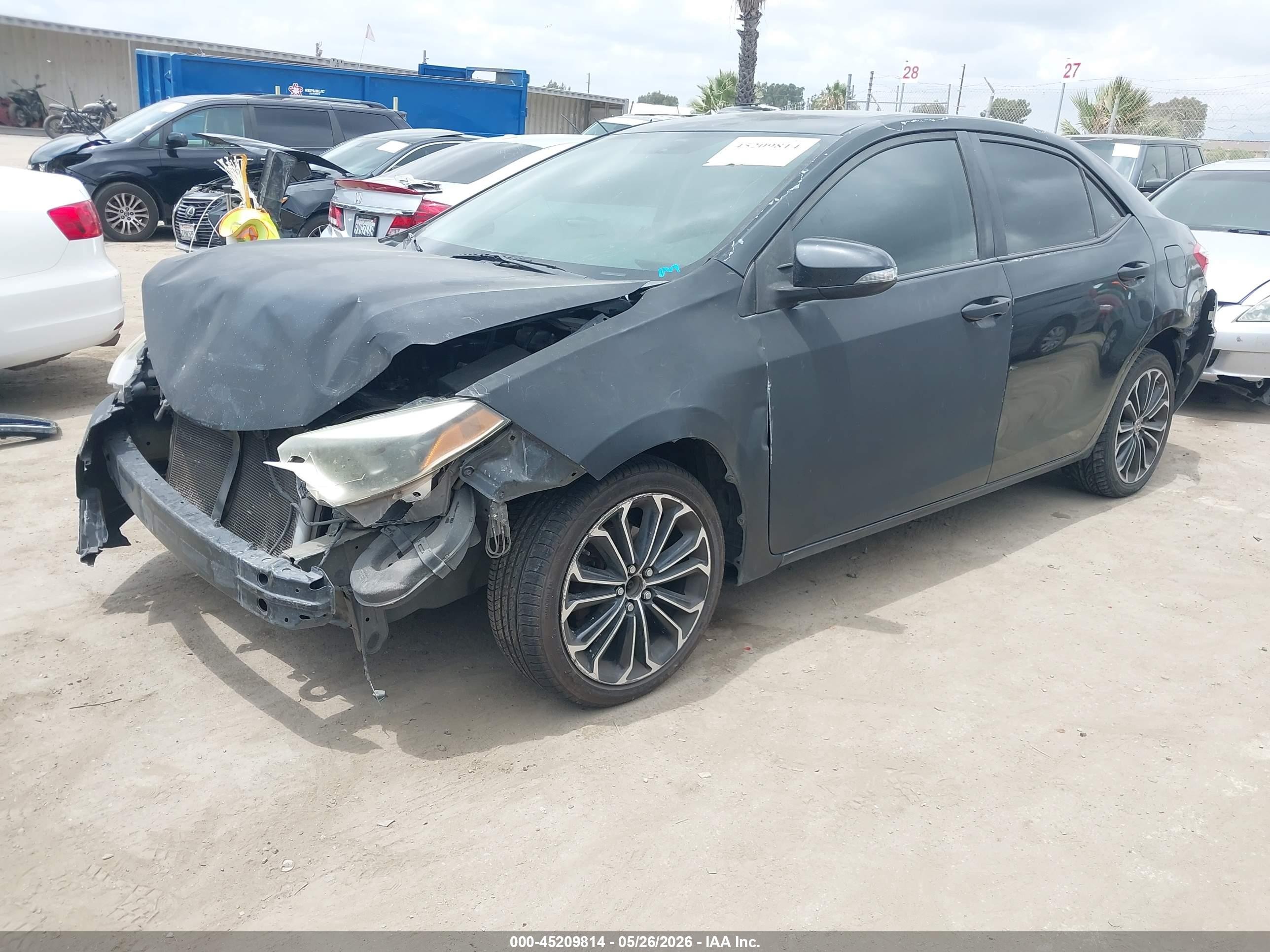 2015 Toyota Corolla S Plus Black vin: 5YFBURHE0FP334125