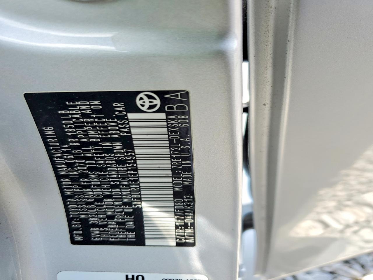 2014 Toyota Corolla S Plus Silver vin: 5YFBURHE1EP154957