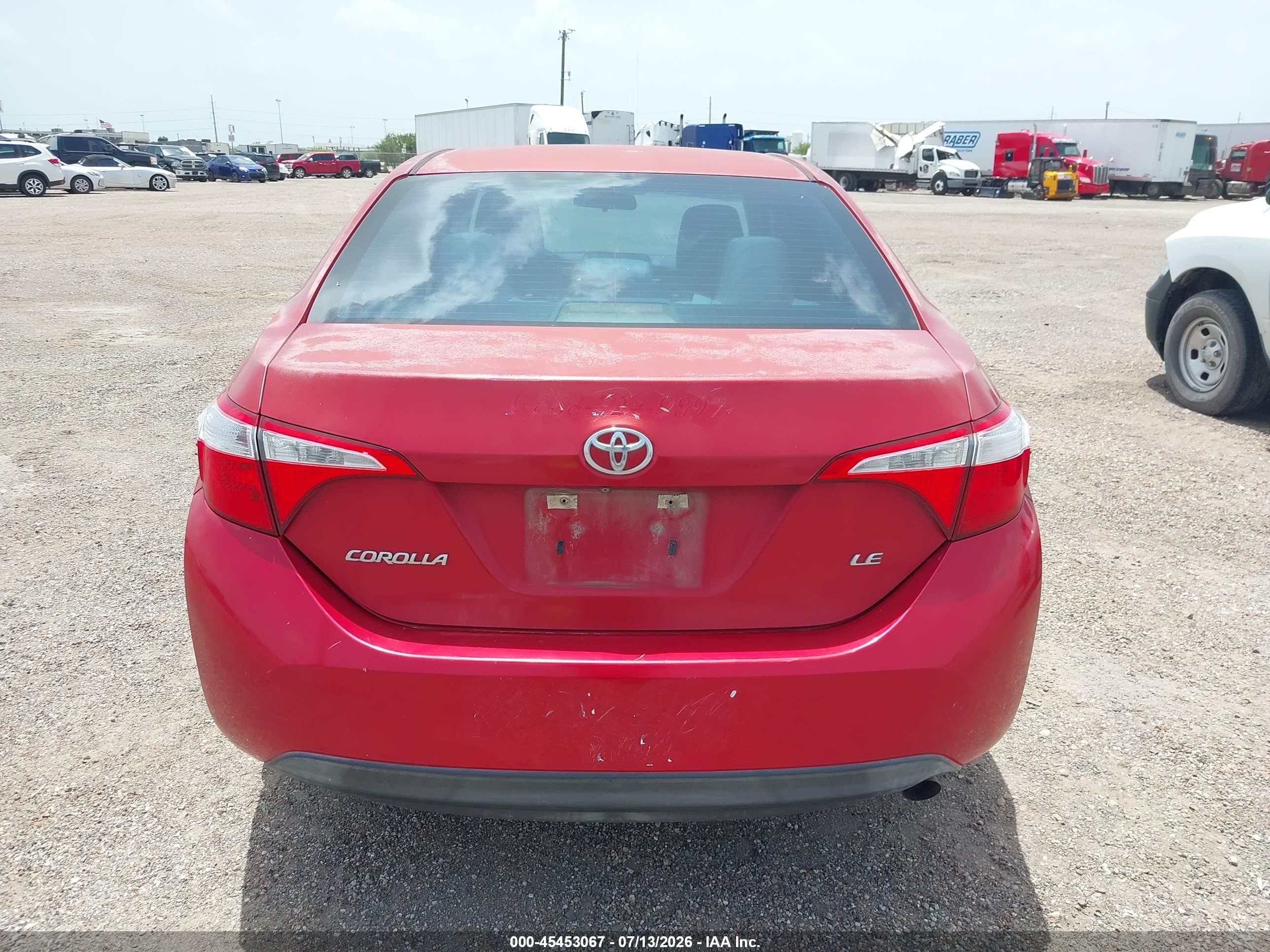 2015 Toyota Corolla Le Красный vin: 5YFBURHE1FP245468