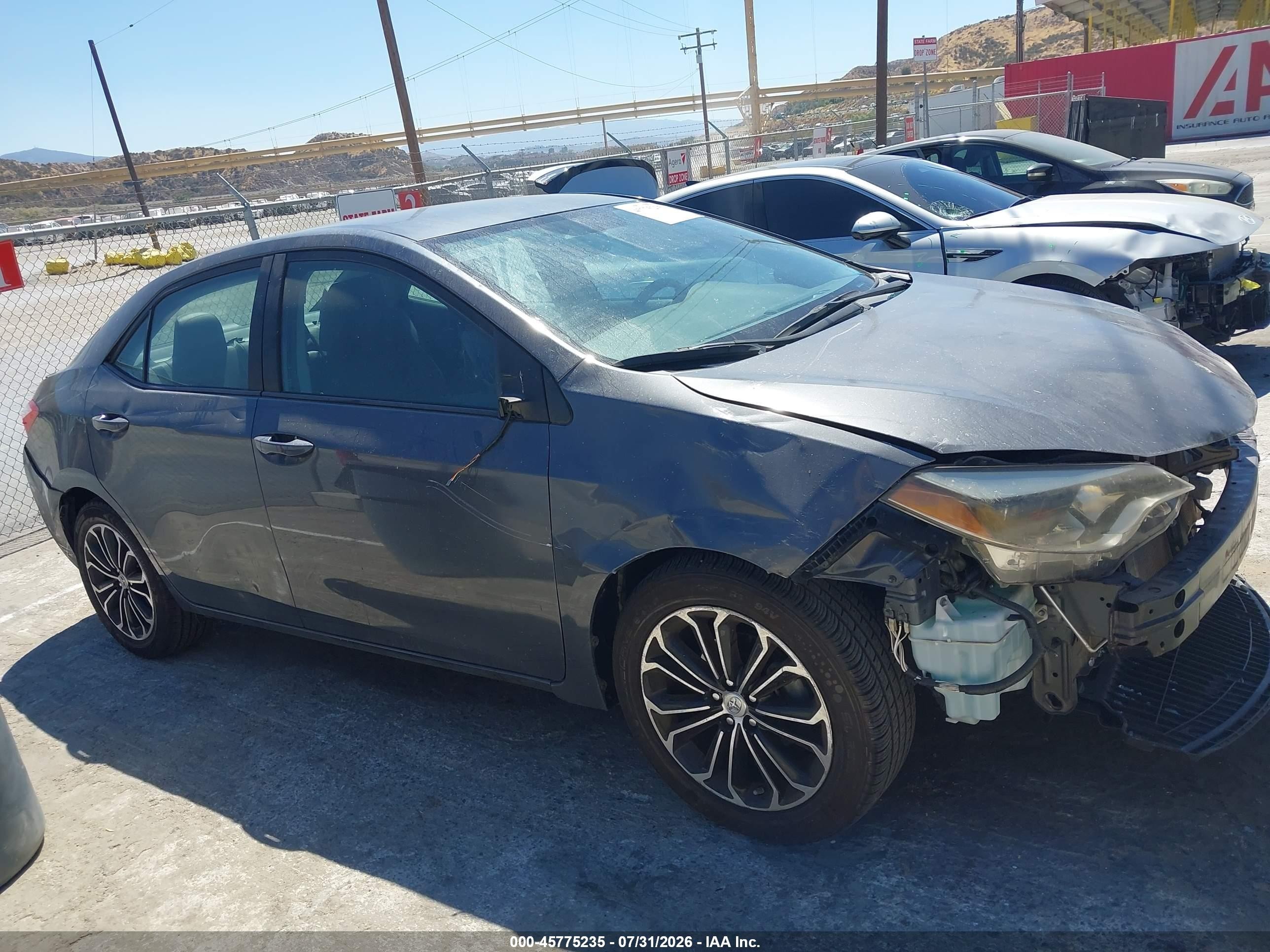 2015 Toyota Corolla S Plus Серый vin: 5YFBURHE1FP346722