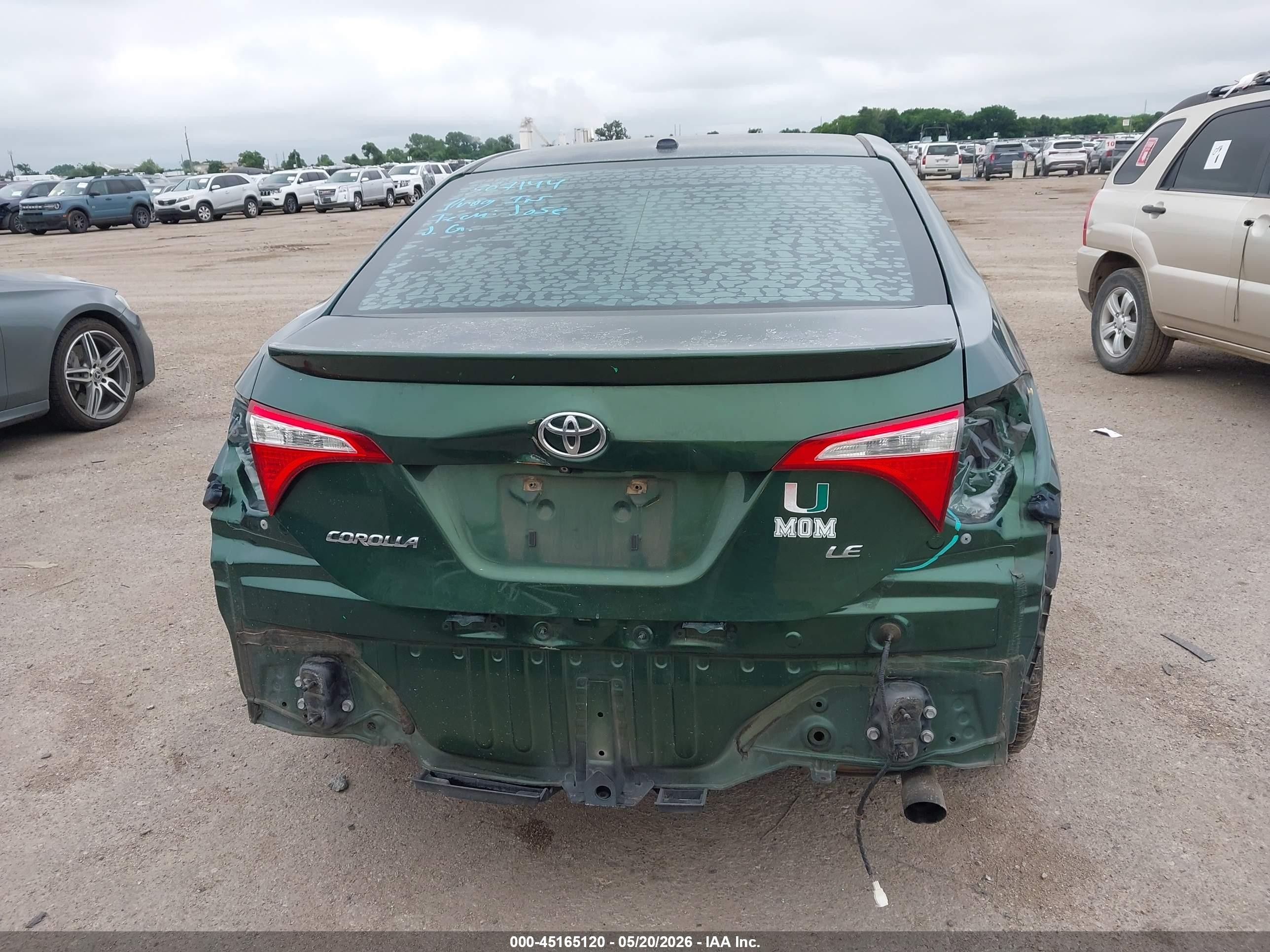 2014 Toyota Corolla   Green vin: 5YFBURHE2EP049697