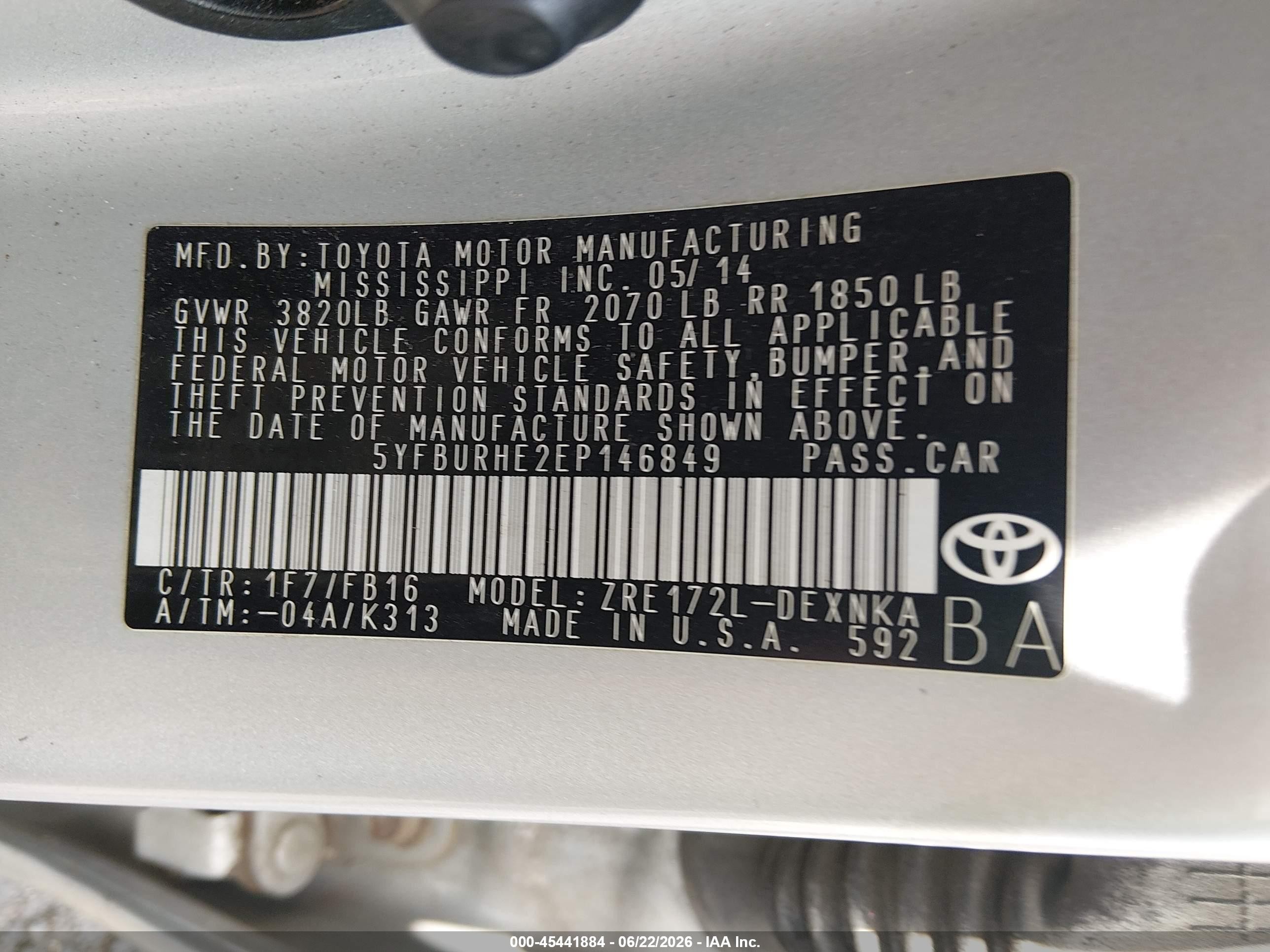 2014 Toyota Corolla Le Silver vin: 5YFBURHE2EP146849