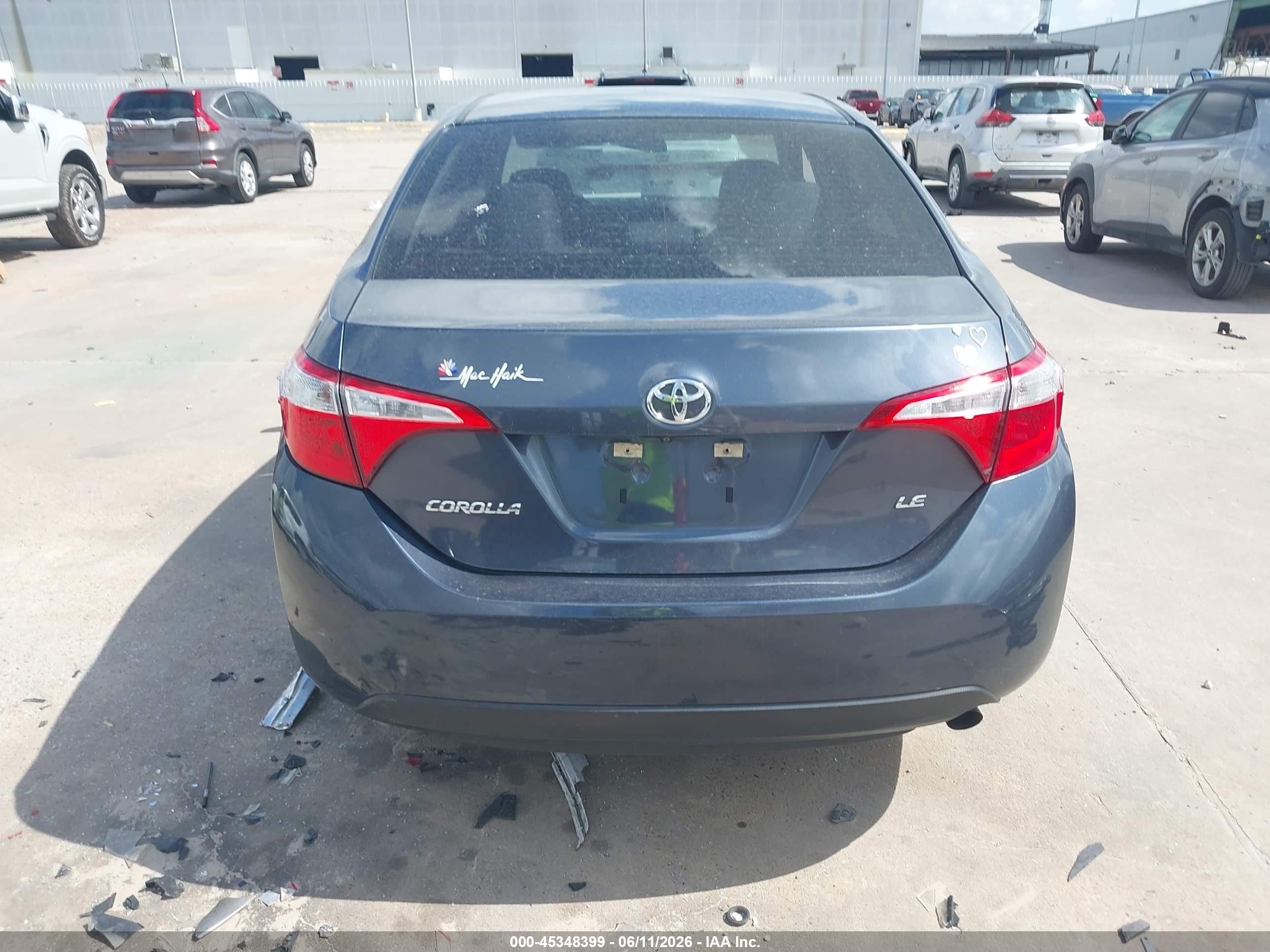 2015 Toyota Corolla Le Gray vin: 5YFBURHE2FP293416