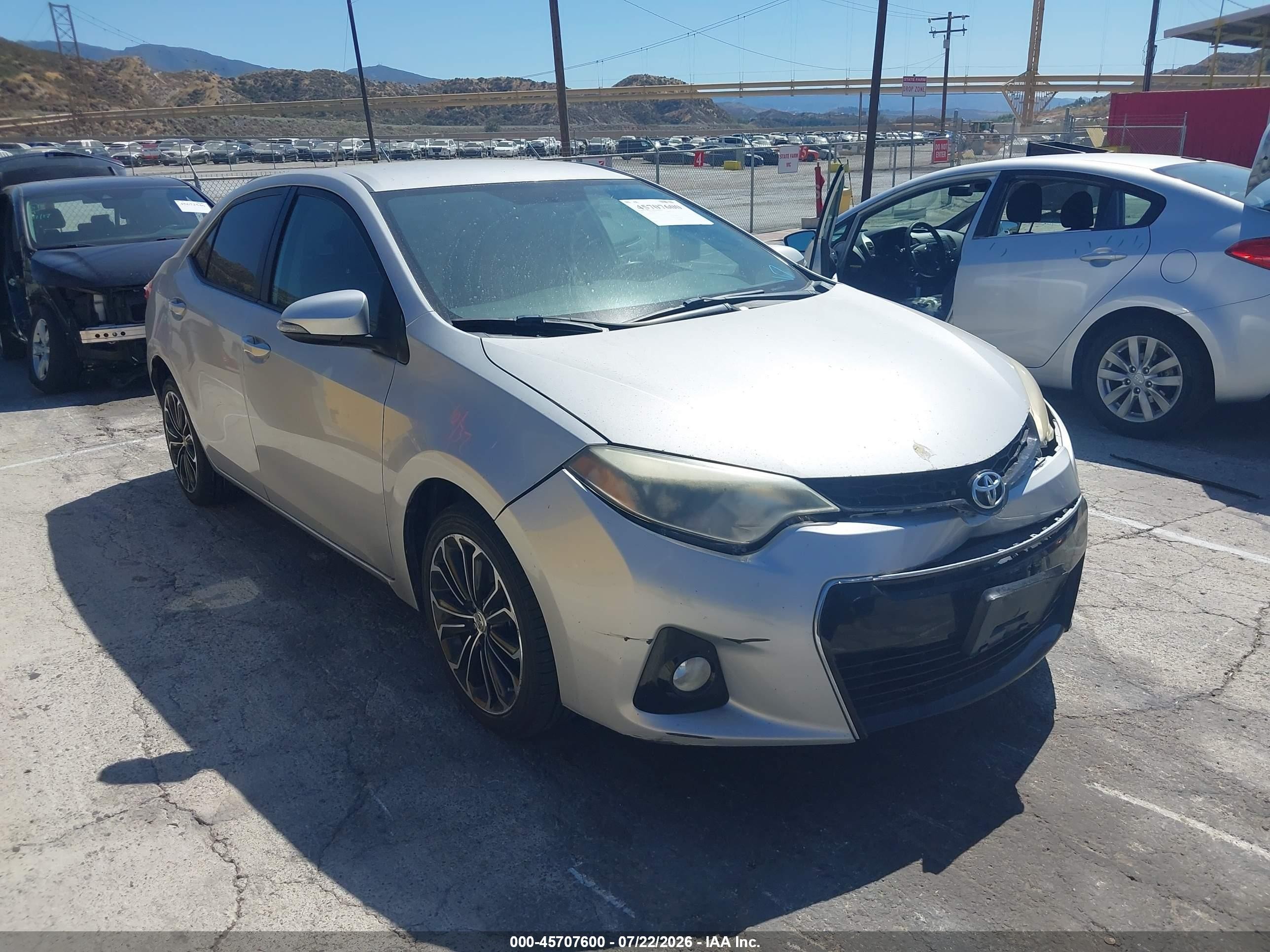 2015 Toyota Corolla S Plus Gray vin: 5YFBURHE2FP351878