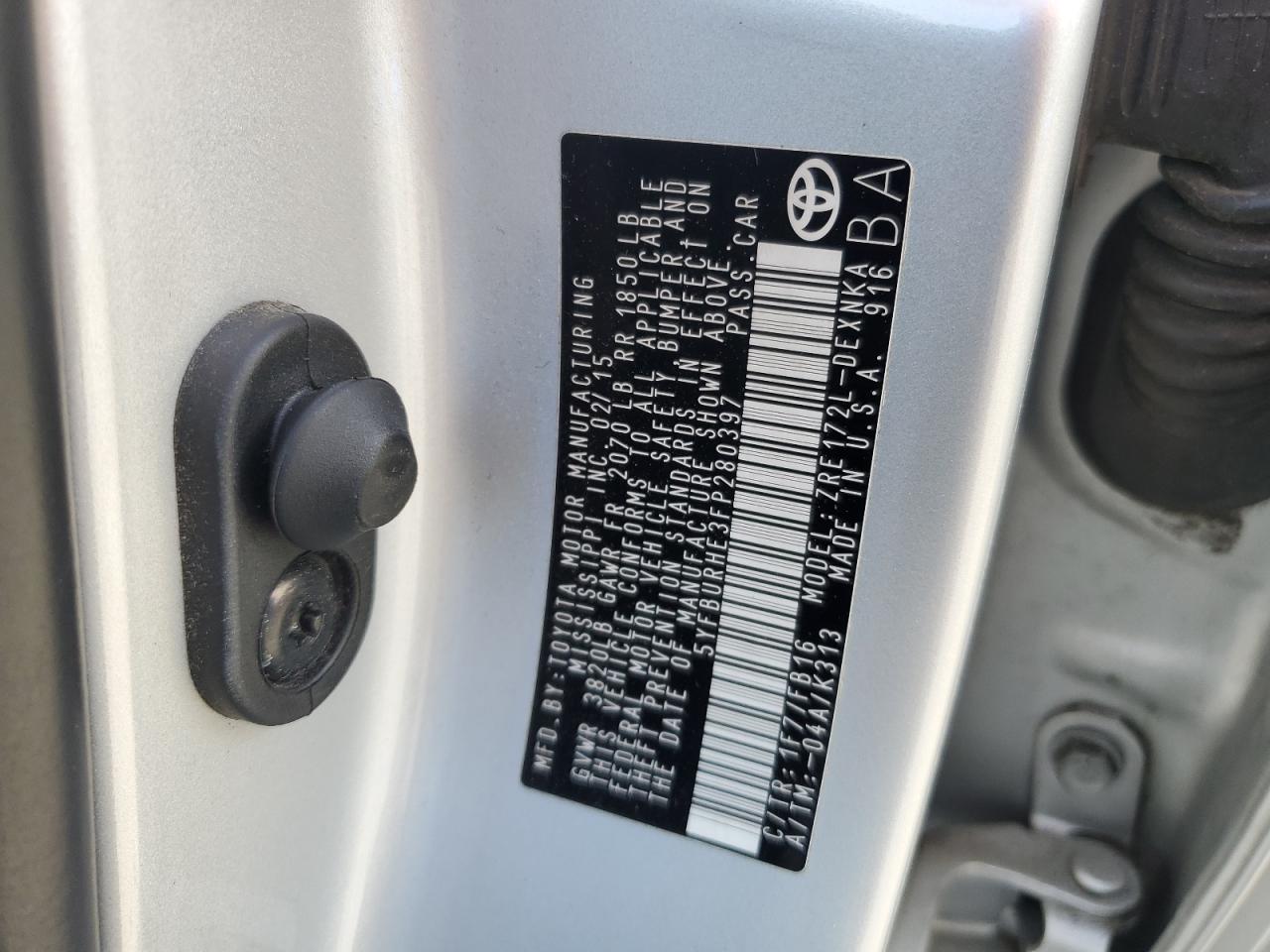 2015 Toyota Corolla Le Silver vin: 5YFBURHE3FP280397