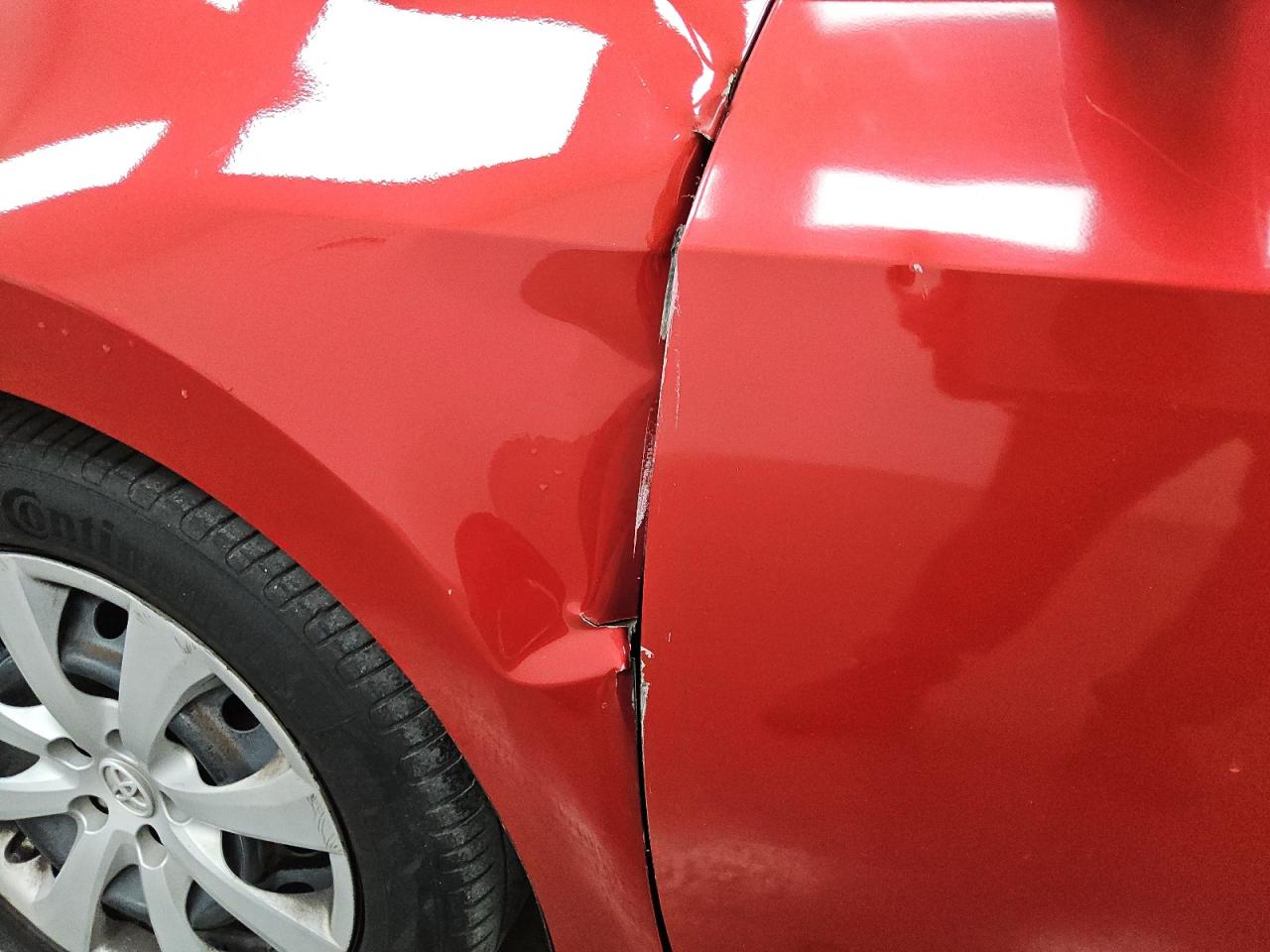 2014 Toyota Corolla Le Red vin: 5YFBURHE4EP112377 Damage: Left Front Door, Dent(S) W/ Paint Dmg, 1/2 To 1 Inch