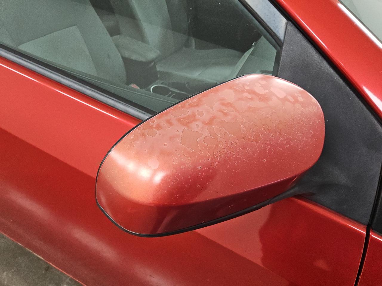 2014 Toyota Corolla Le Red vin: 5YFBURHE4EP112377 Damage: Rf Mirror Cover, Peeling, 9 To 10 Inches
