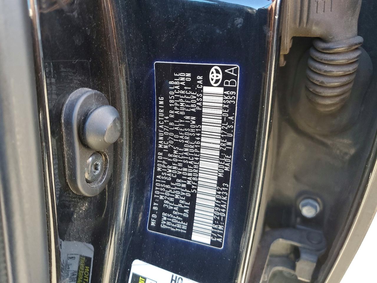 2014 Toyota Corolla S Plus Черный vin: 5YFBURHE4EP164415