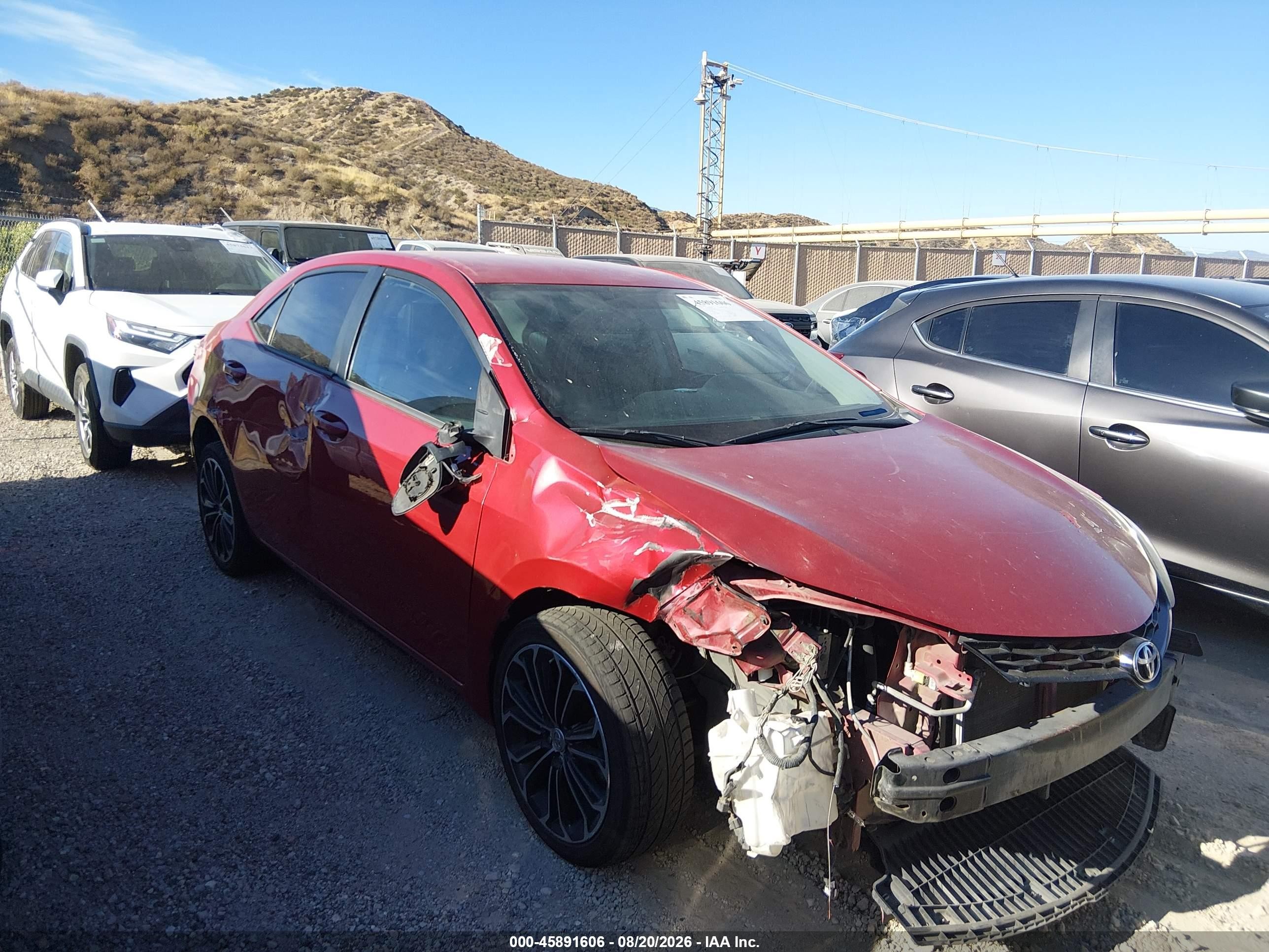 2016 Toyota Corolla S Plus Red vin: 5YFBURHE4GP434486