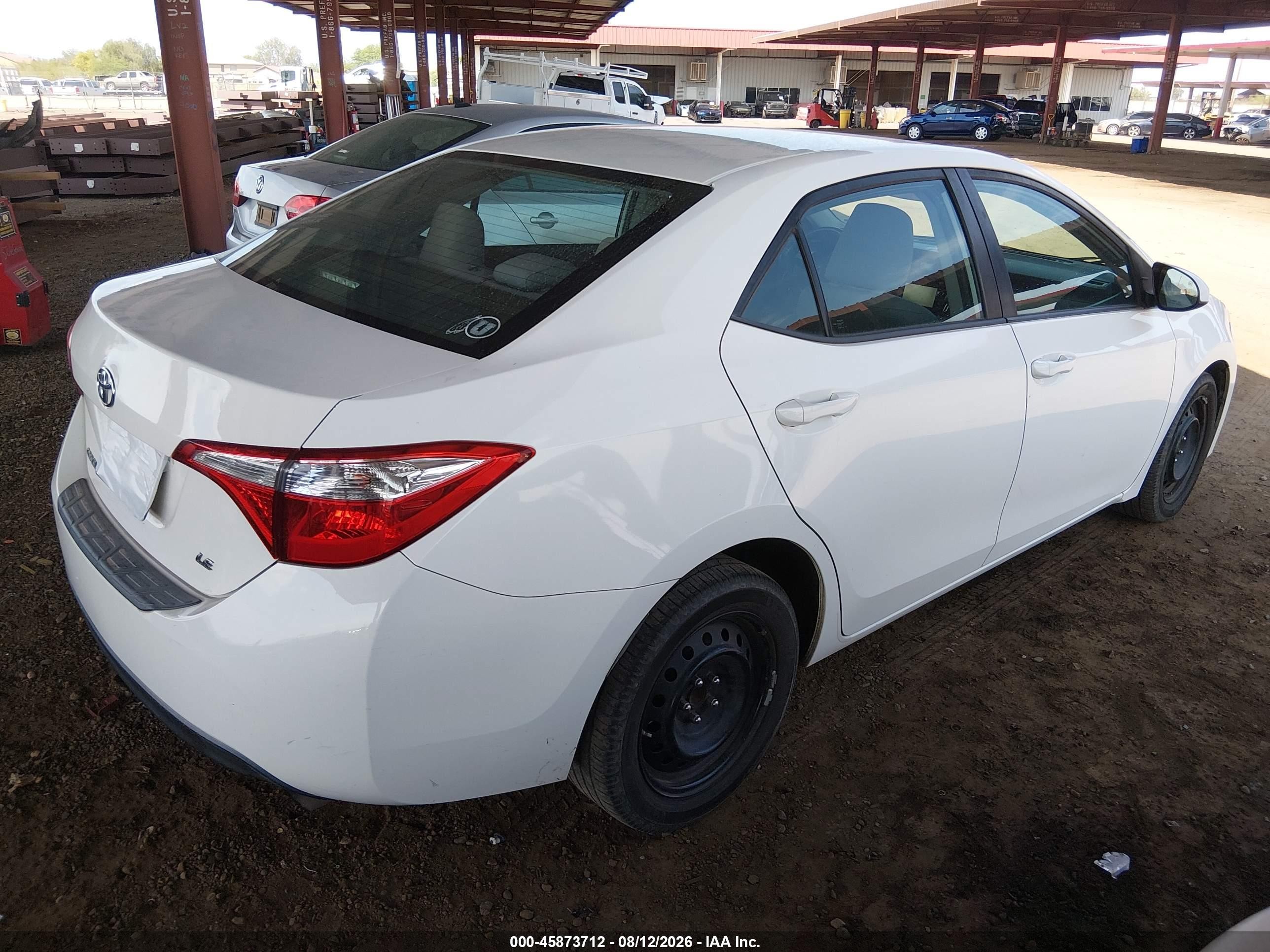 2014 Toyota Corolla Le White vin: 5YFBURHE5EP134176