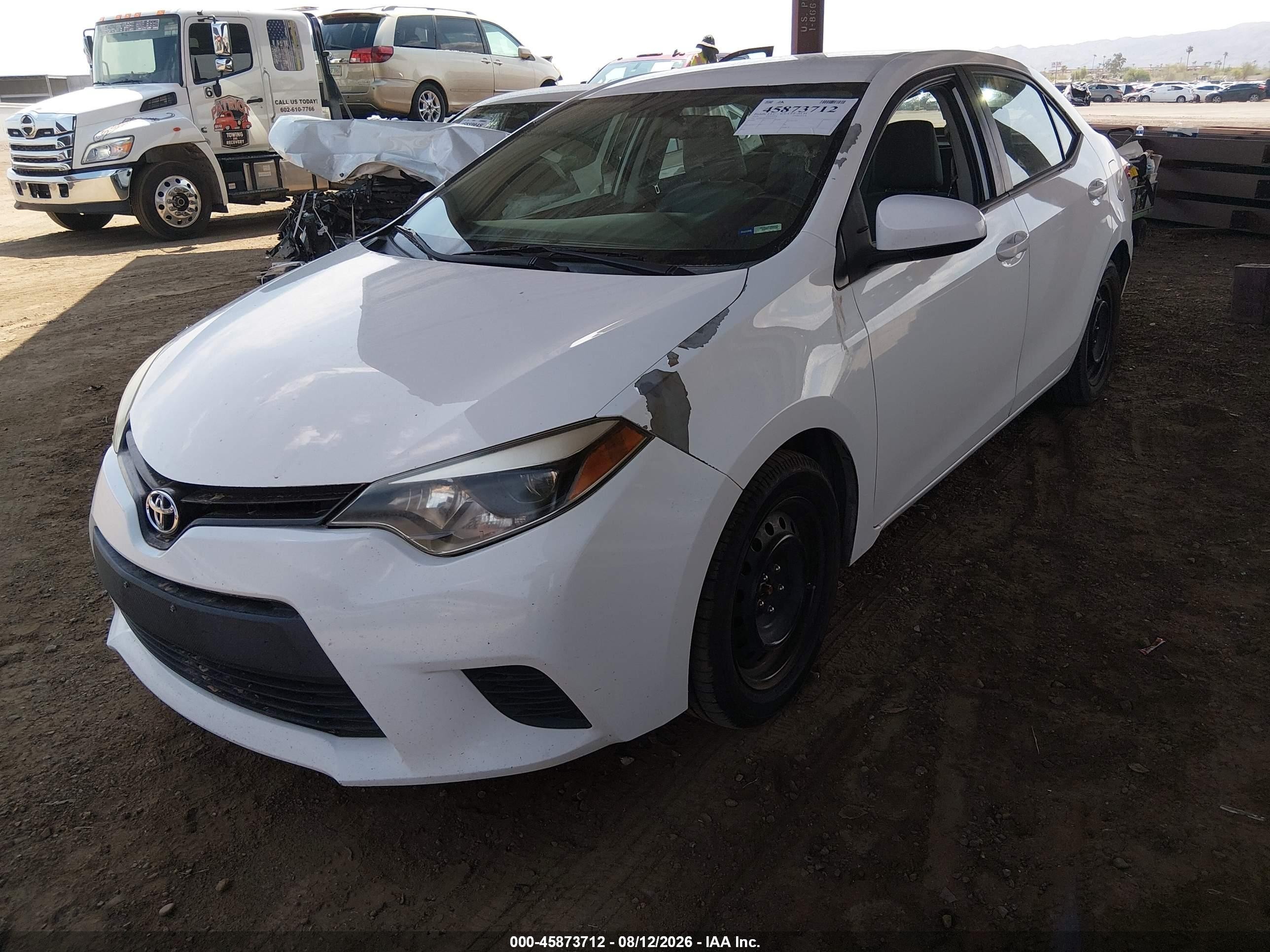 2014 Toyota Corolla Le White vin: 5YFBURHE5EP134176