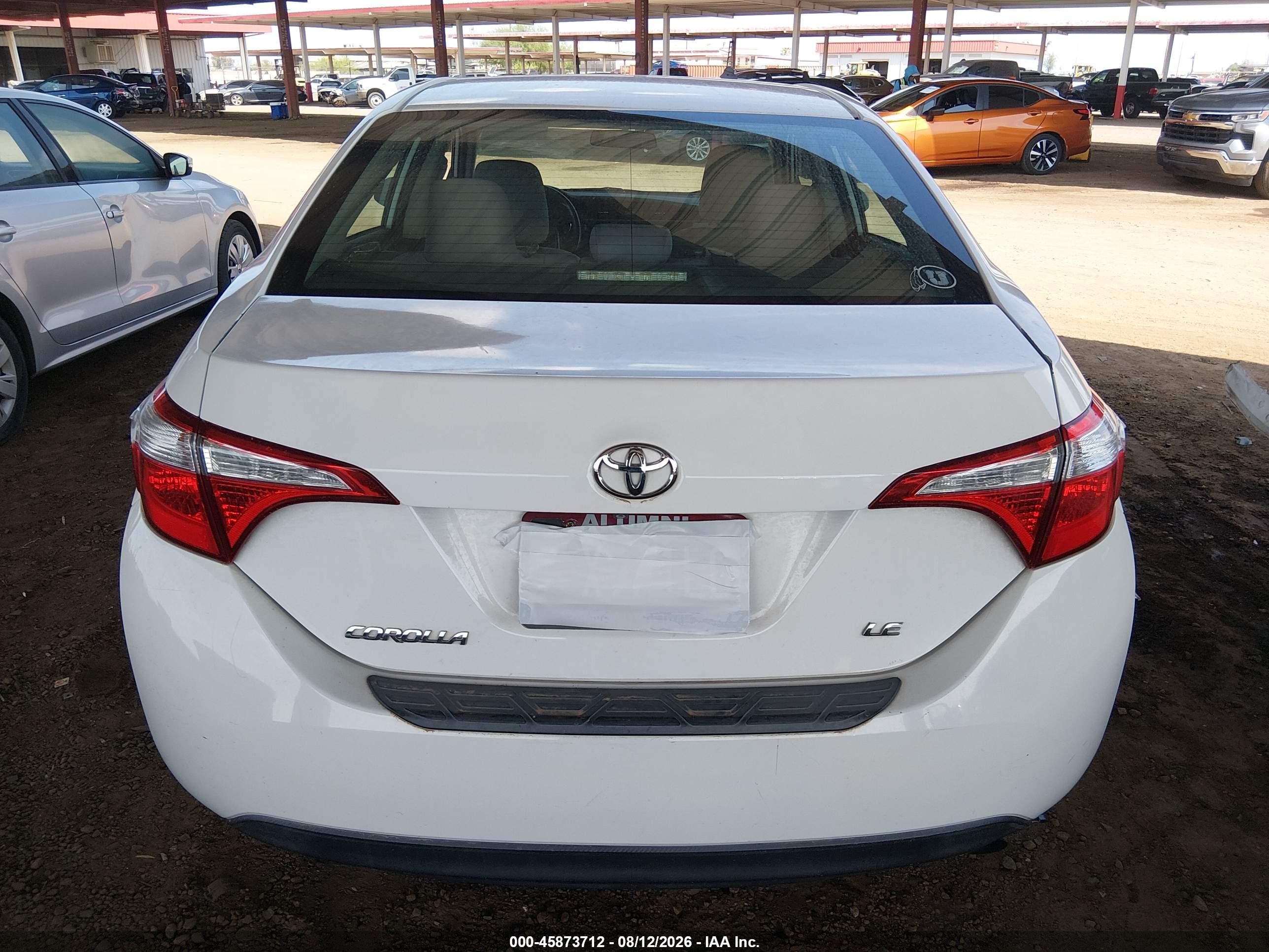 2014 Toyota Corolla Le White vin: 5YFBURHE5EP134176