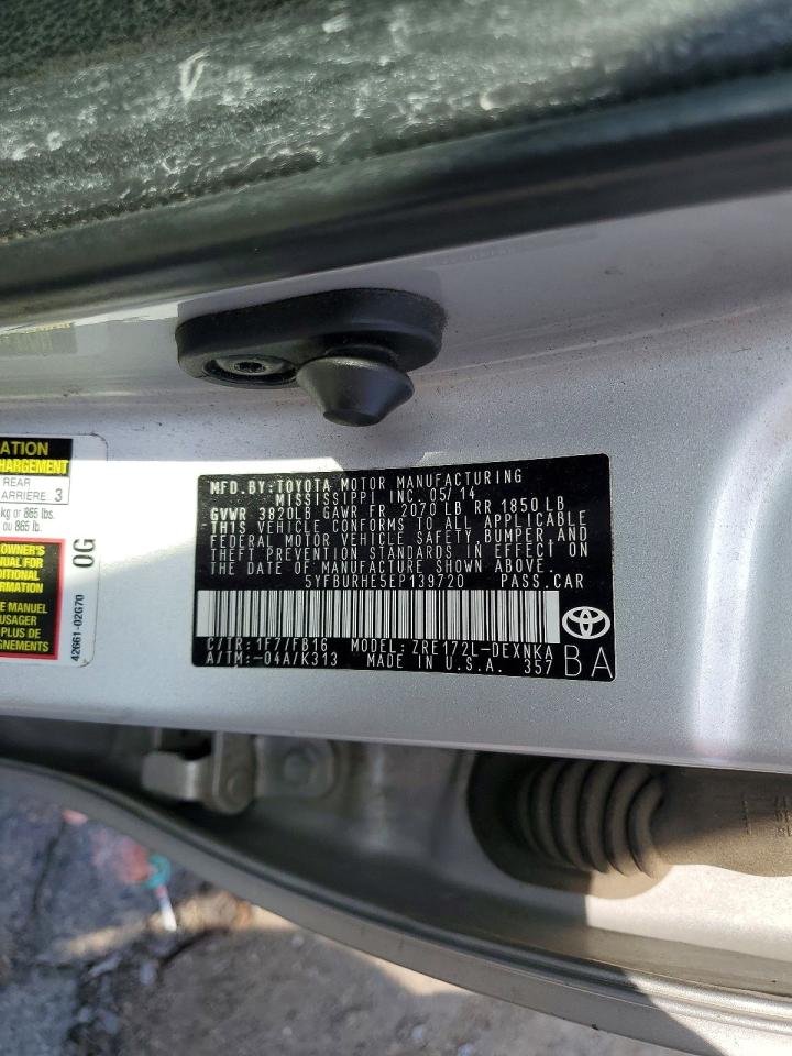 2014 Toyota Corolla Le Серый vin: 5YFBURHE5EP139720