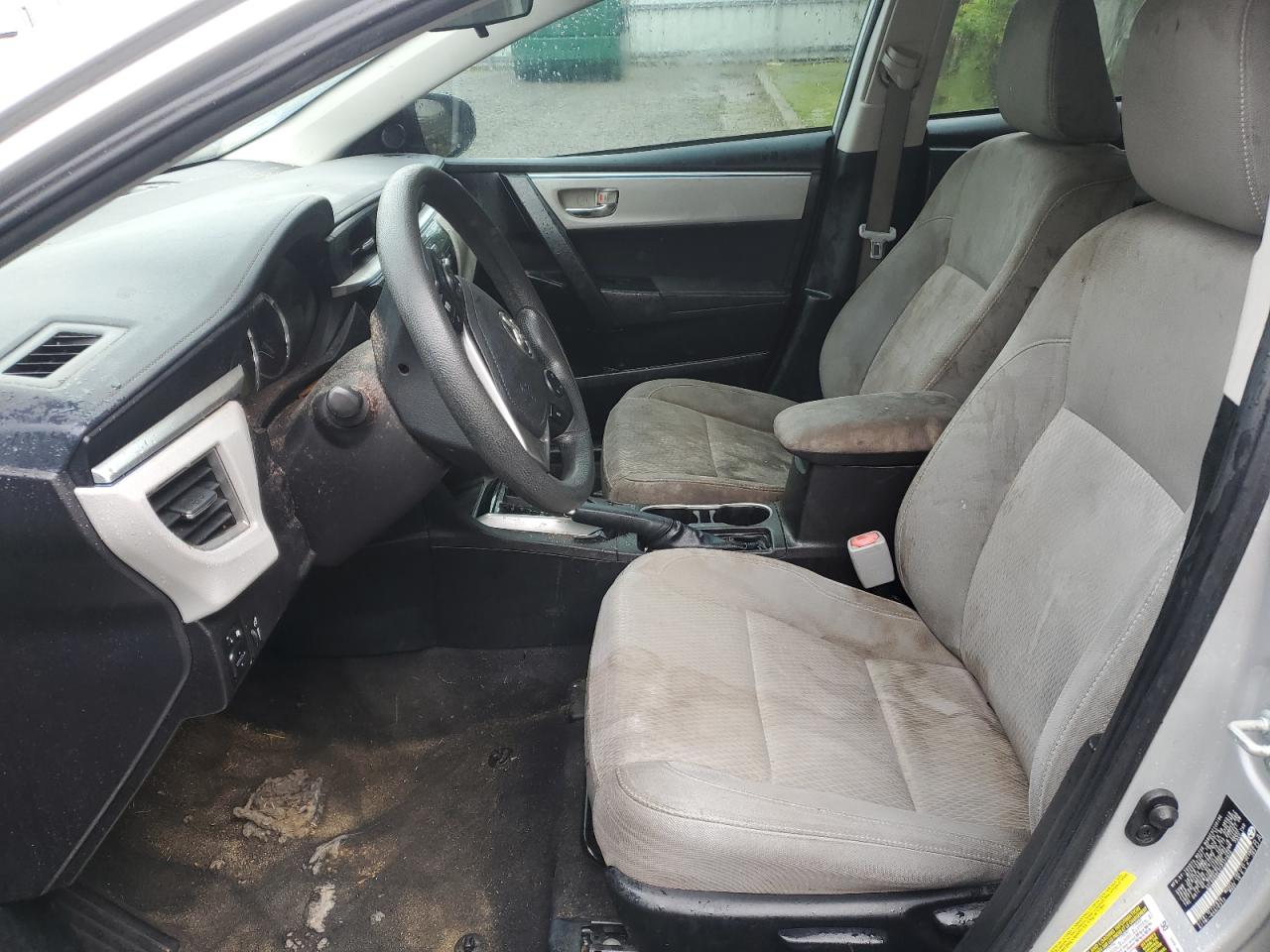 2015 Toyota Corolla Le Silver vin: 5YFBURHE5FP327820 Damage: Left Front Seat Cushion, Stained, Permanent