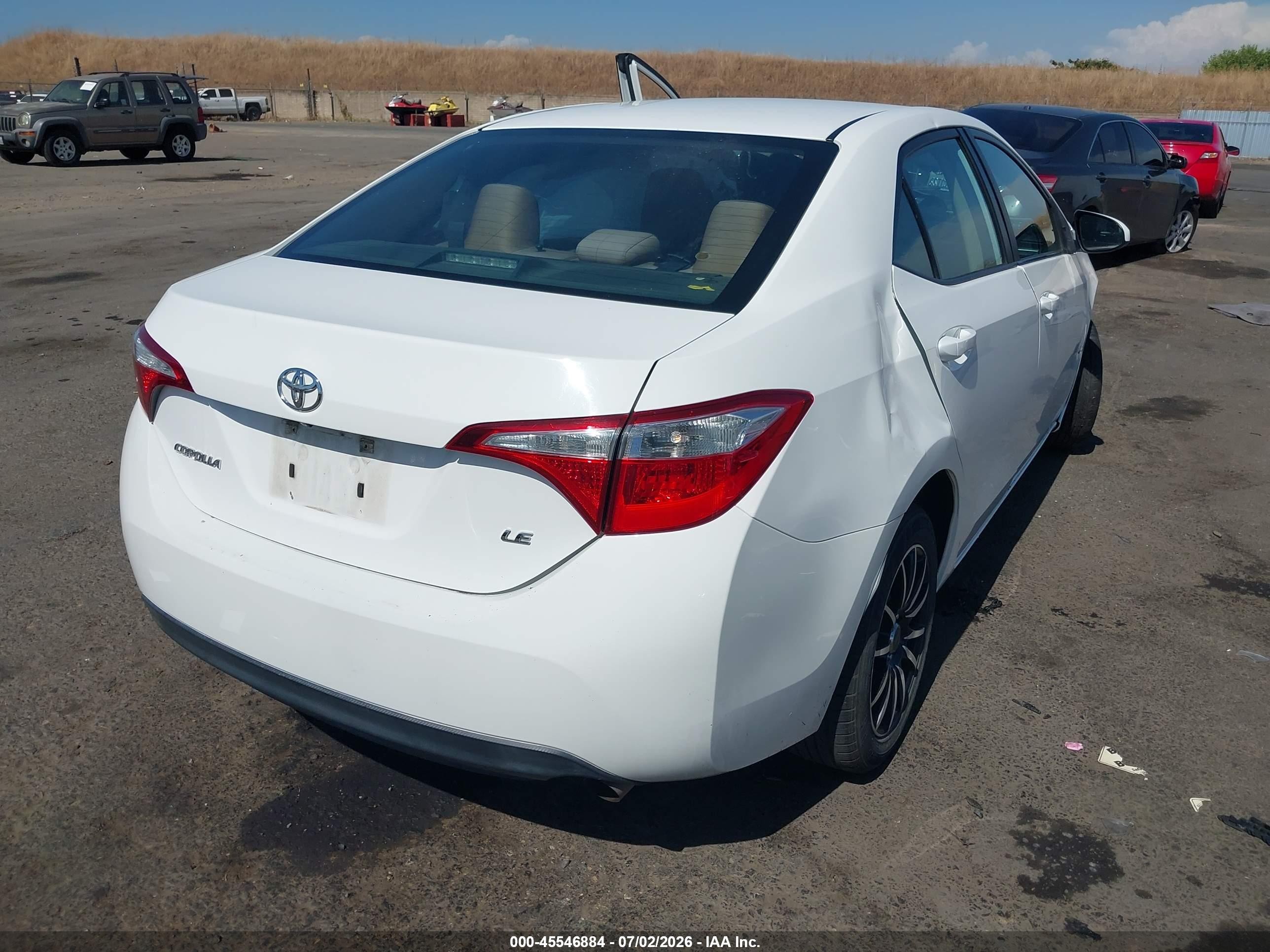 2014 Toyota Corolla Le White vin: 5YFBURHE7EP097020