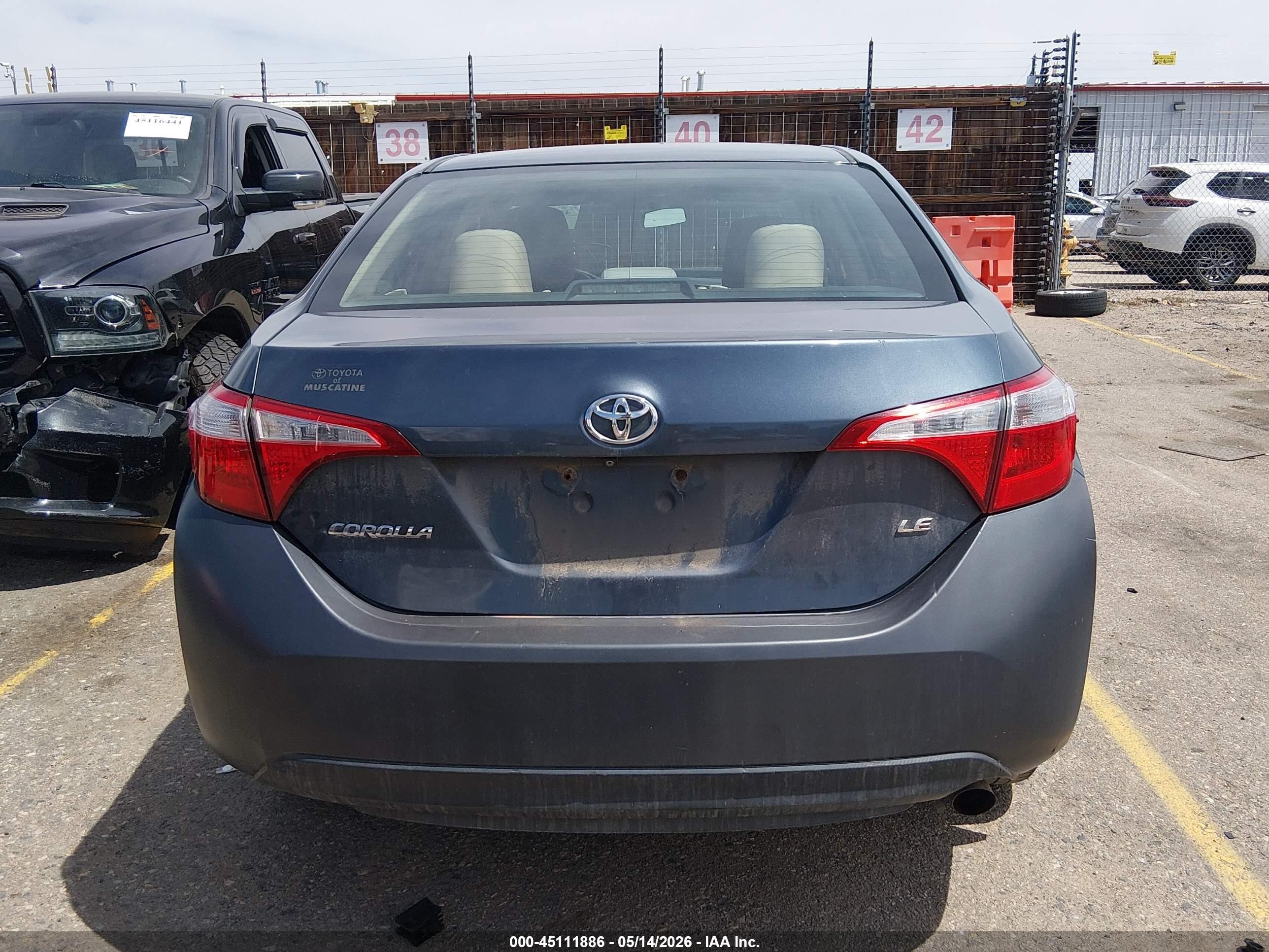 2014 Toyota Corolla Le Gray vin: 5YFBURHE7EP121395