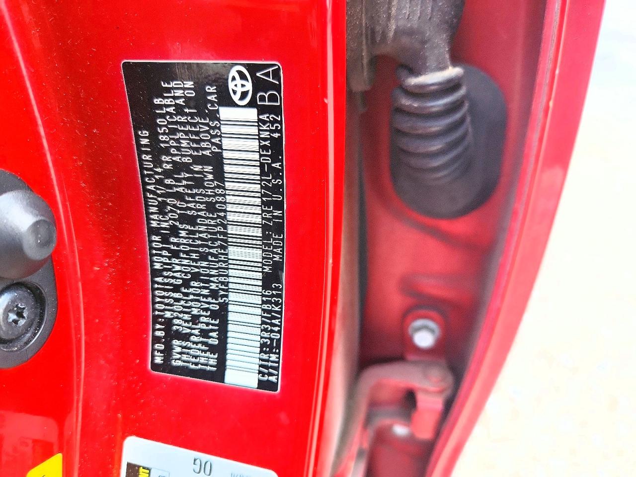 2015 Toyota Corolla Le Red vin: 5YFBURHE7FP240887