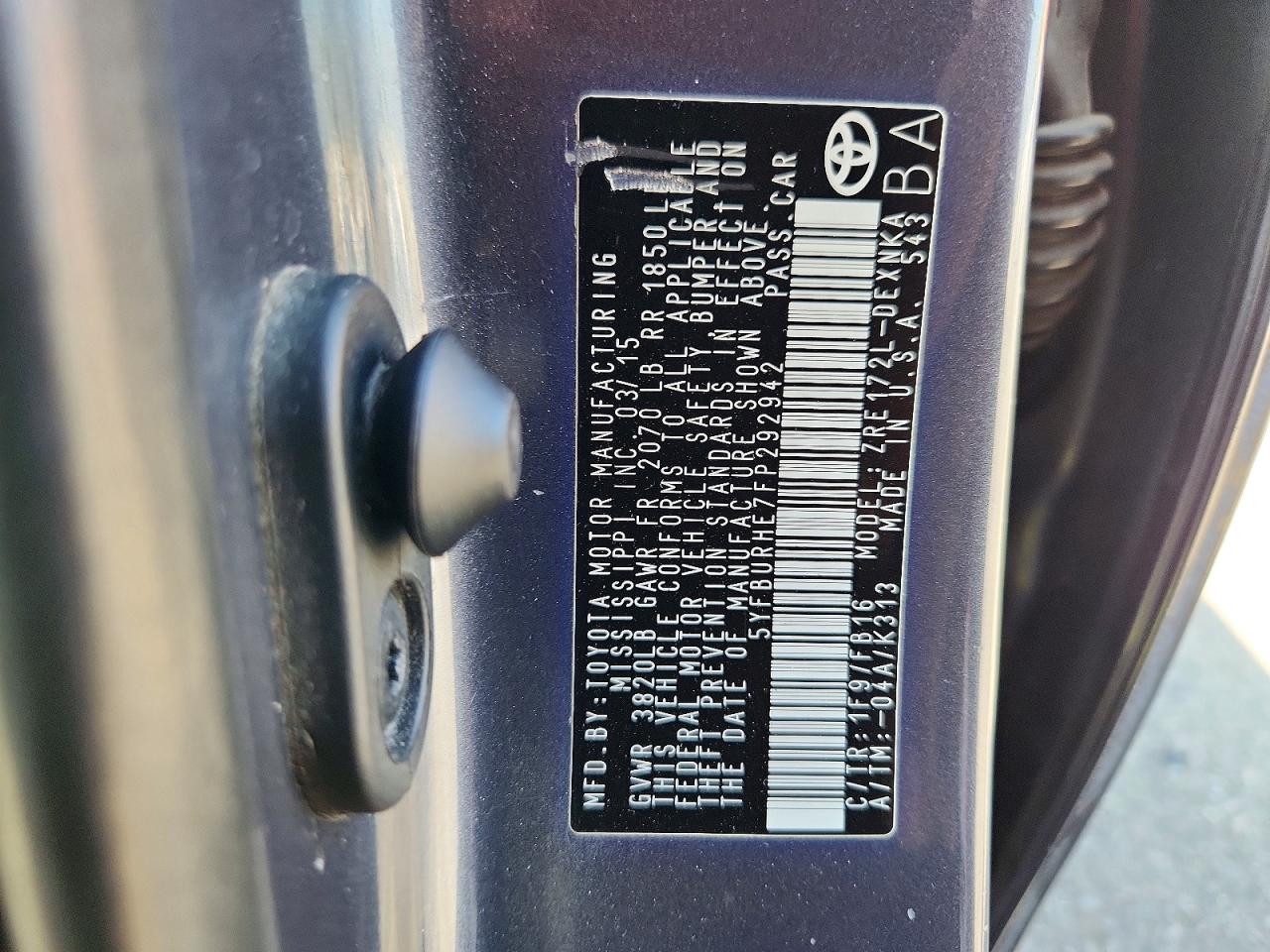 2015 Toyota Corolla Le Plus Серый vin: 5YFBURHE7FP292942