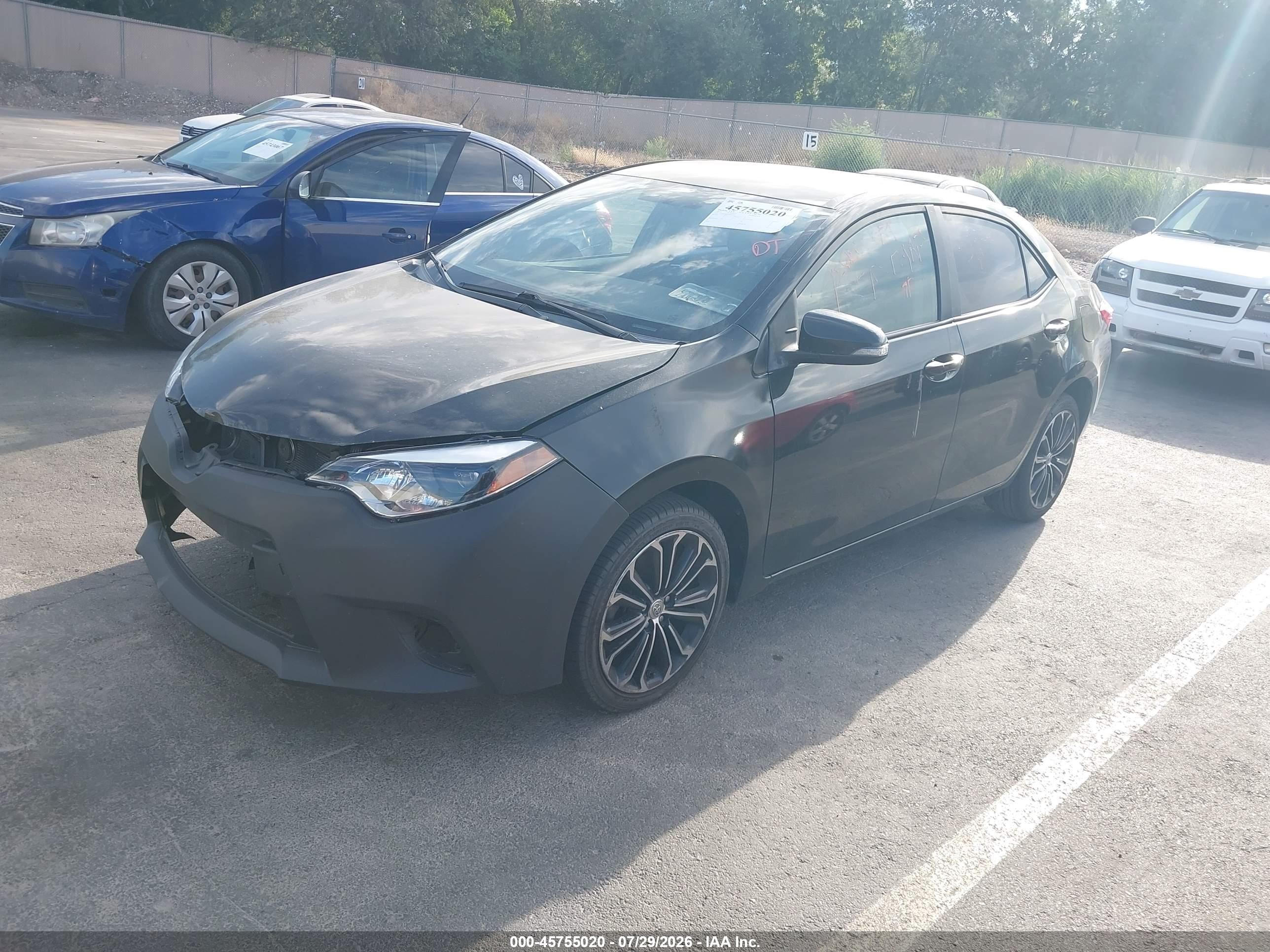 2015 Toyota Corolla S Plus Black vin: 5YFBURHE7FP361323