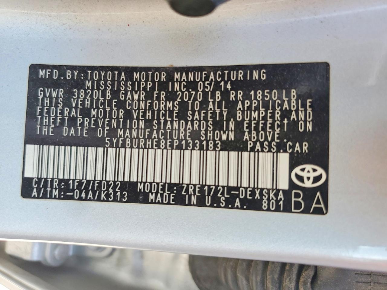 2014 Toyota Corolla S Silver vin: 5YFBURHE8EP133183