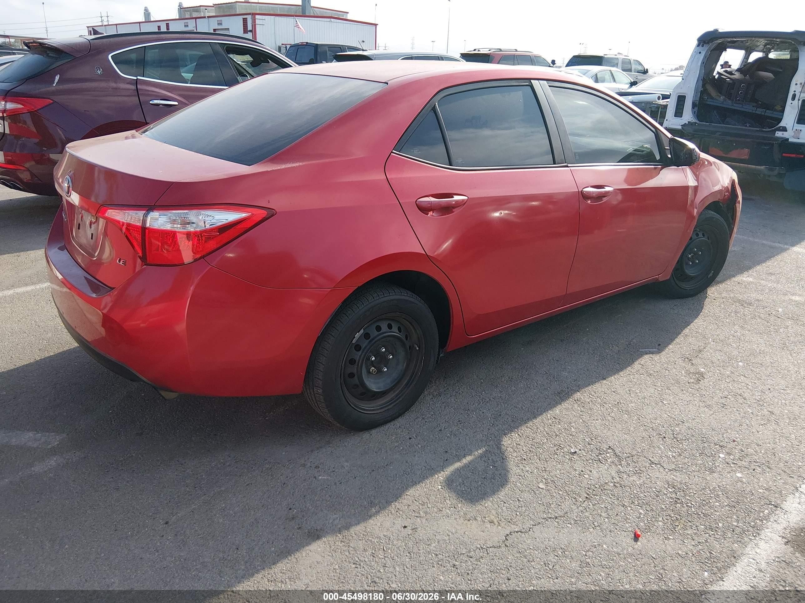 2015 Toyota Corolla Le Red vin: 5YFBURHE8FP324197