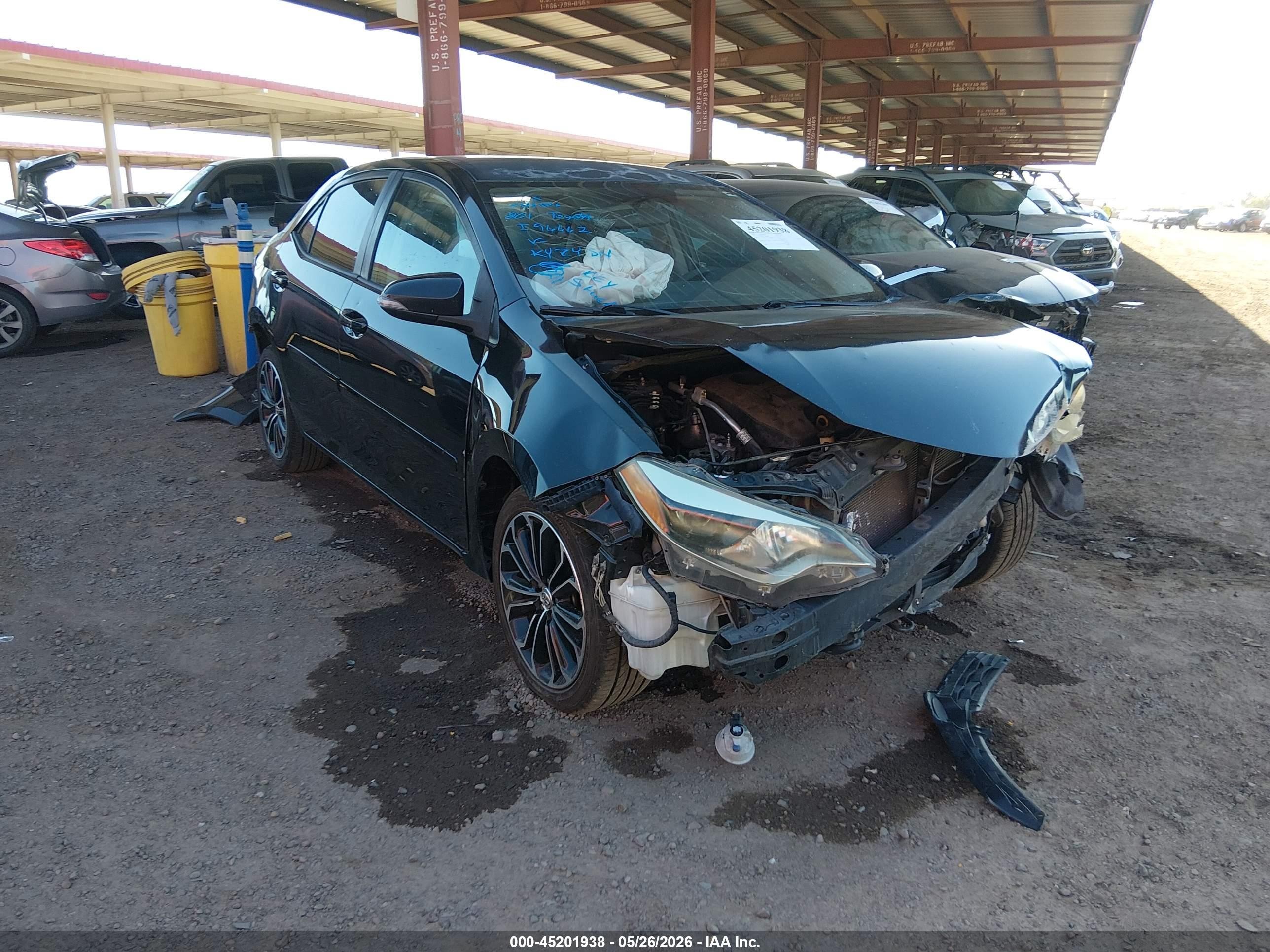 2015 Toyota Corolla S Plus Black vin: 5YFBURHE9FP341266