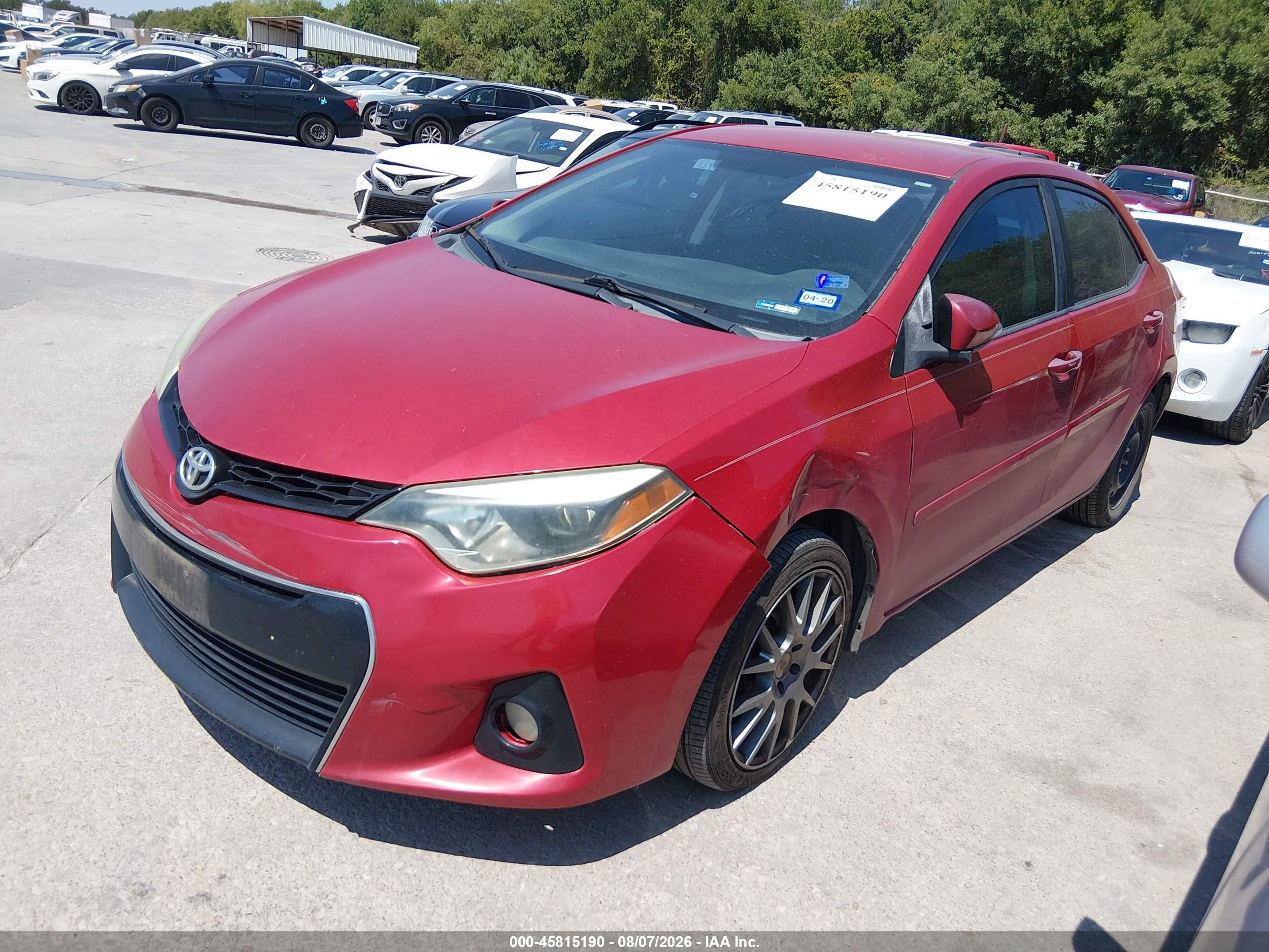 2014 Toyota Corolla S Plus Red vin: 5YFBURHEXEP050659