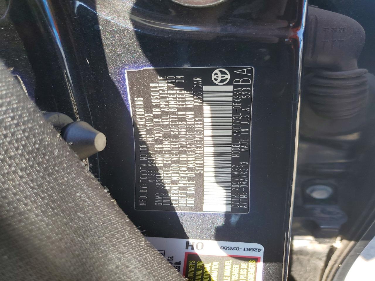 2014 Toyota Corolla S Premium Black vin: 5YFBURHEXEP050841
