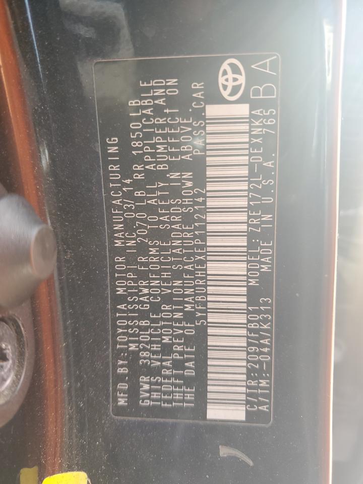 2014 Toyota Corolla L Серый vin: 5YFBURHEXEP112142