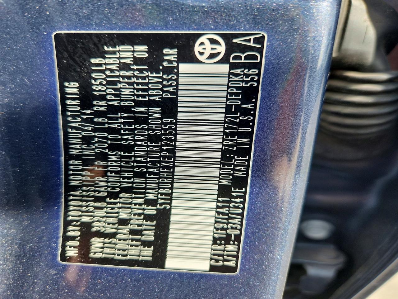 2014 Toyota Corolla L Серый vin: 5YFBURHEXEP123559
