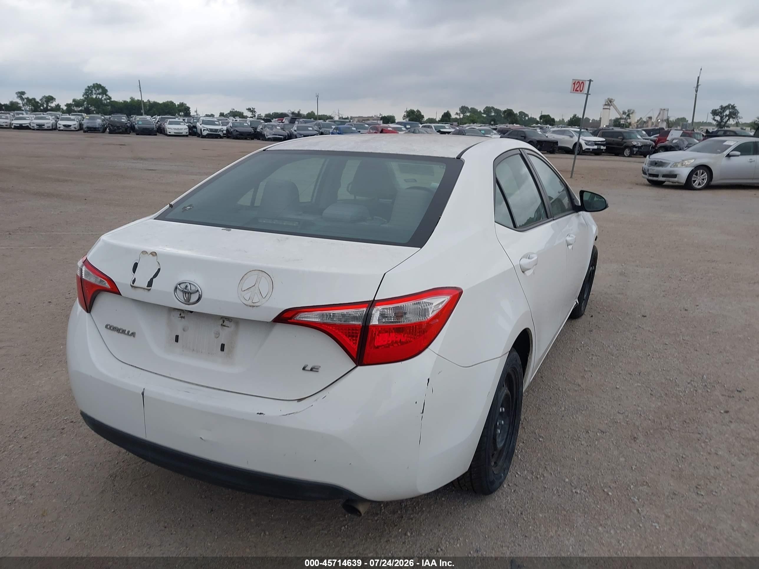 2014 Toyota Corolla Le White vin: 5YFBURHEXEP145349