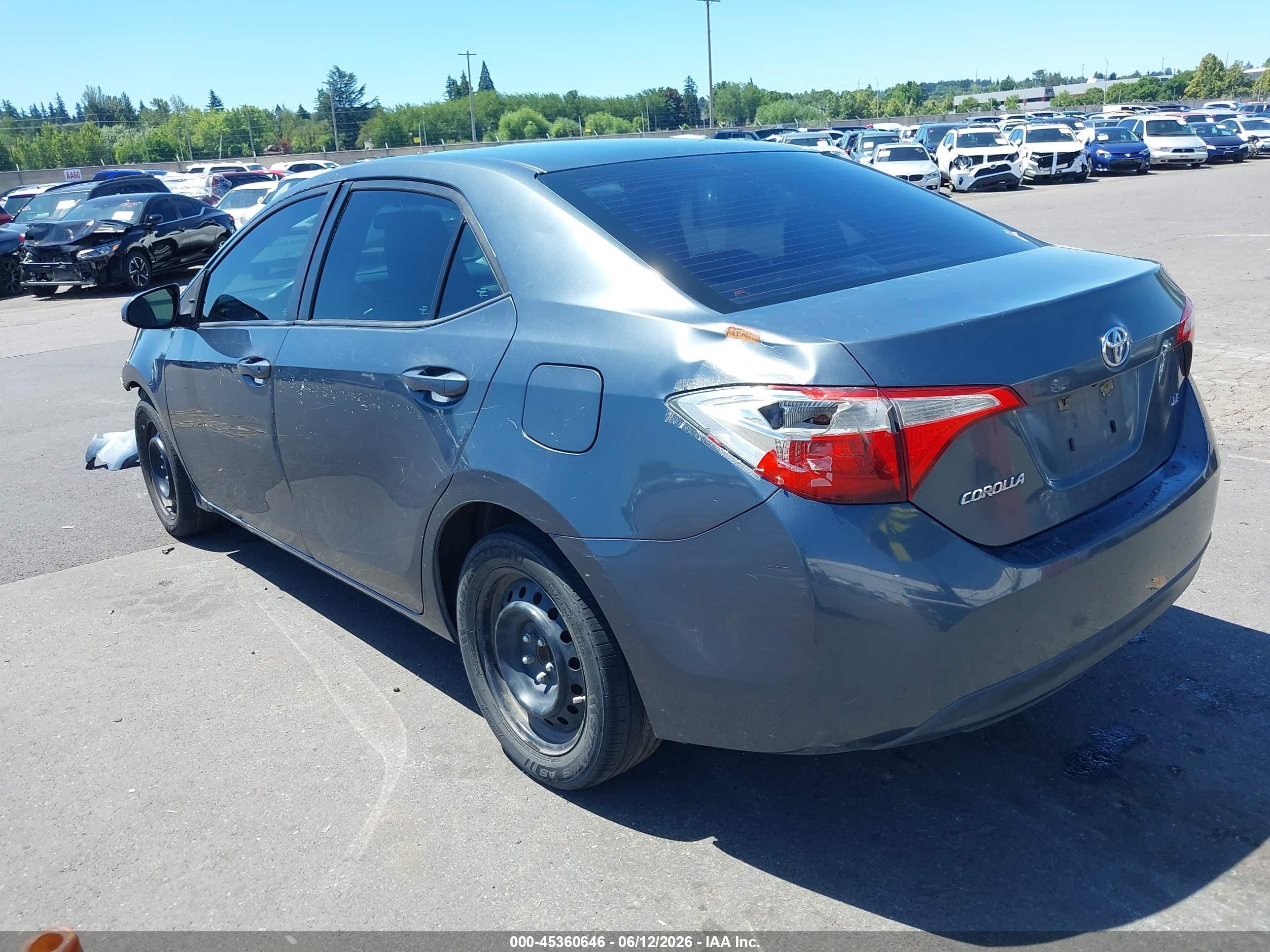 2014 Toyota Corolla Le Gray vin: 5YFBURHEXEP168324