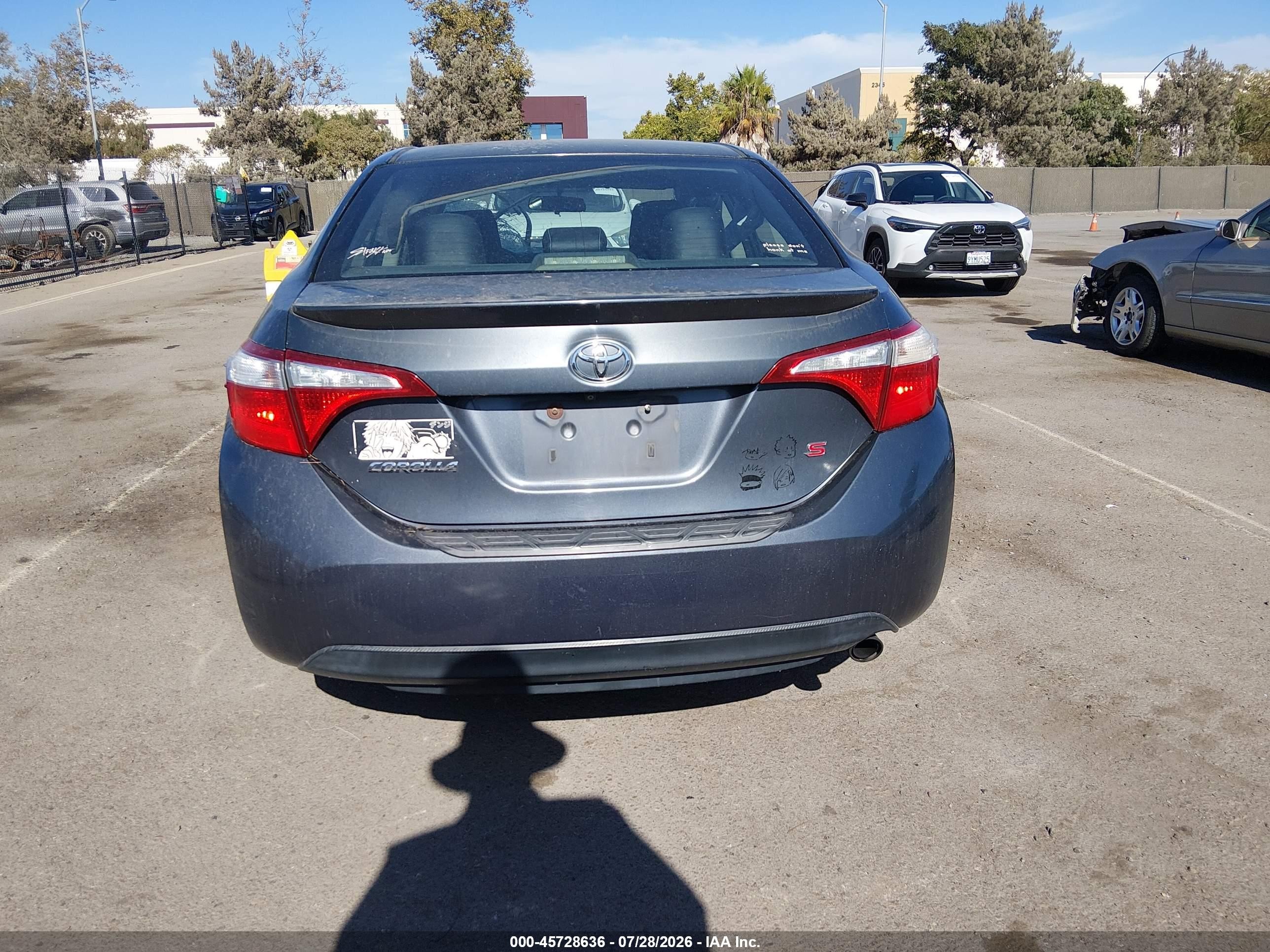 2015 Toyota Corolla S Plus Gray vin: 5YFBURHEXFP274337