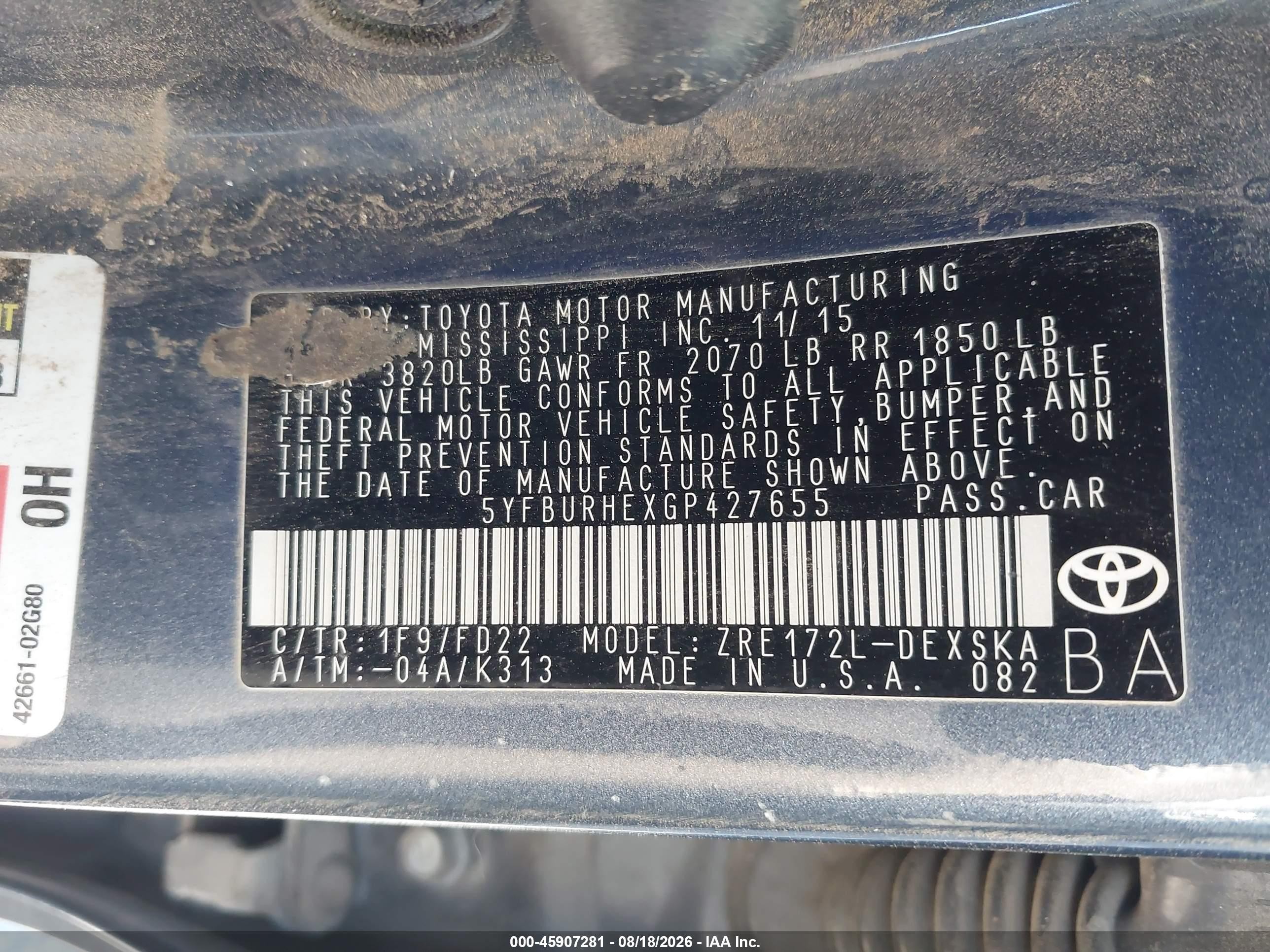2016 Toyota Corolla S Plus Blue vin: 5YFBURHEXGP427655