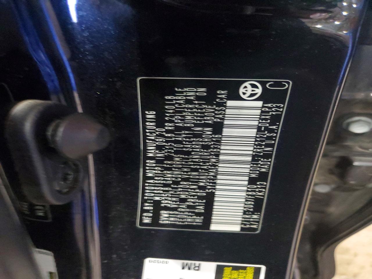 2021 Toyota Corolla Black vin: 5YFEPMAE2MP163716